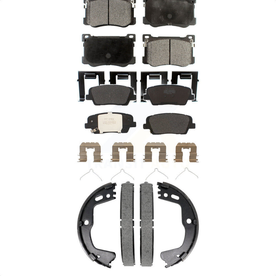 Front Rear Semi-Metallic Brake Pads And Parking Shoes Kit For 2018-2020 Genesis G80 3.3L KFN-100907