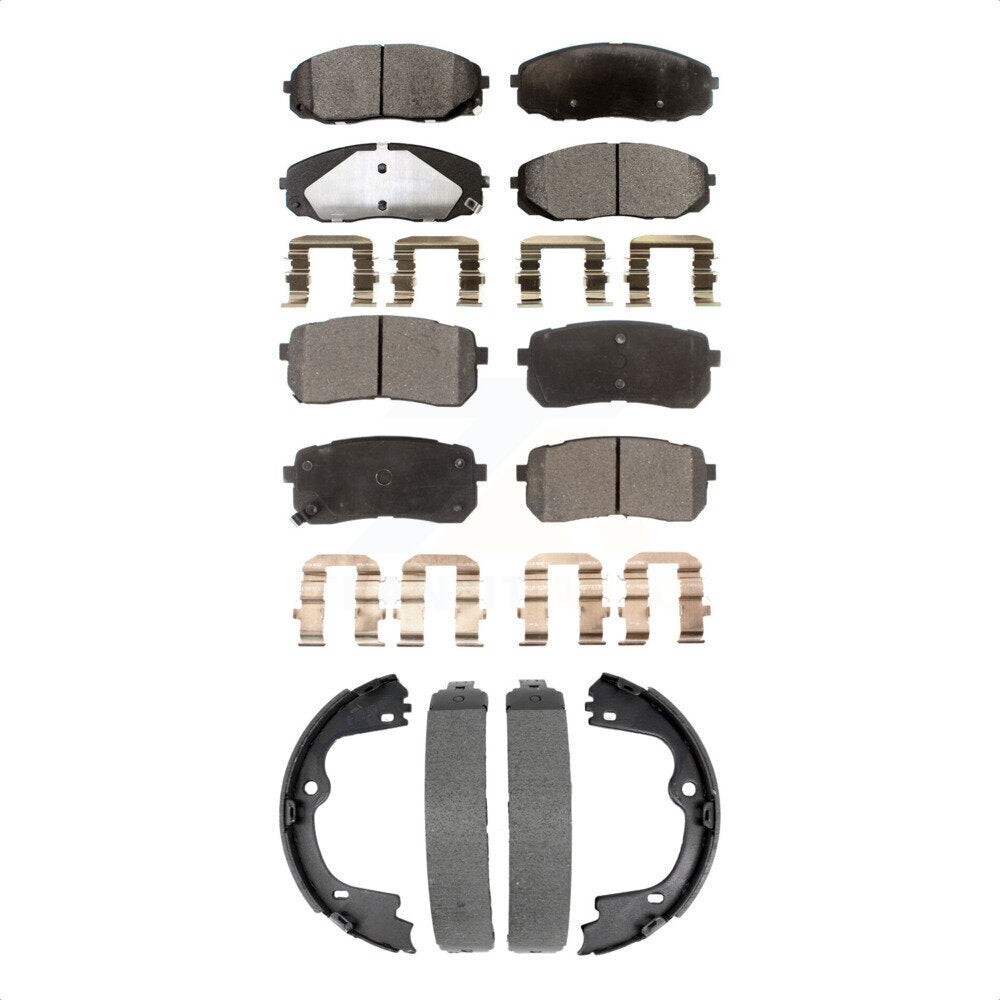 Front Rear Semi-Metallic Brake Pads And Parking Shoes Kit For Kia Sedona KFN-100909