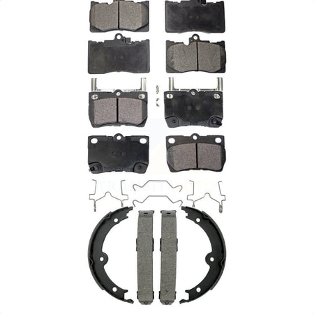 Front Rear Semi-Metallic Brake Pads & Parking Shoe Kit For Lexus IS350 GS350 GS450h GS430 KFN-100912