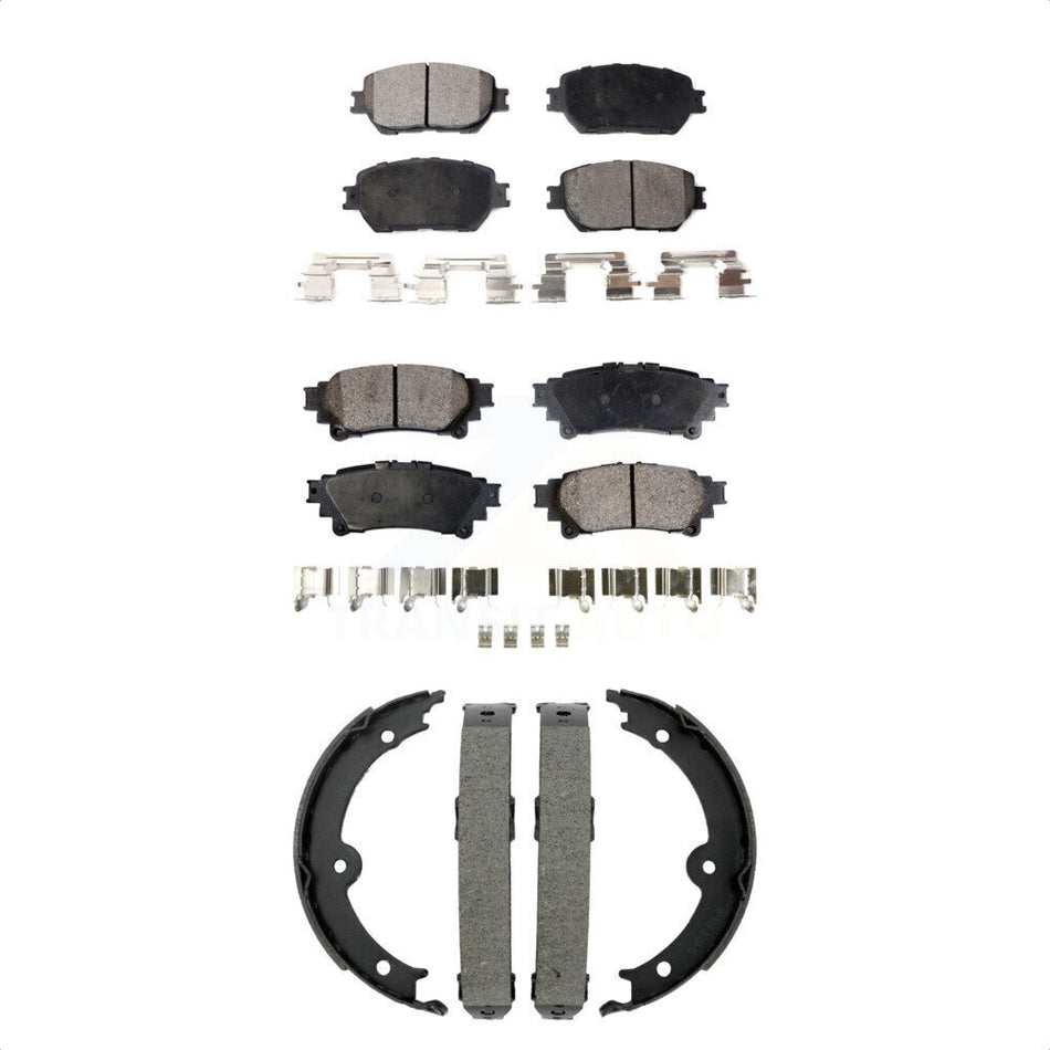 Front Rear Semi-Metallic Brake Pads And Parking Shoe Kit For 2014 Lexus IS250 C F Sport KFN-100915