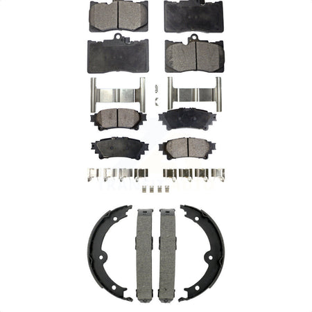 Front Rear Semi-Metallic Brake Pads & Parking Shoes Kit For 14-15 Lexus IS350 Convertible KFN-100916