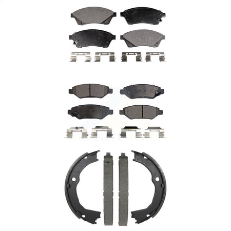 Front Rear Semi-Metallic Brake Pads And Parking Shoes Kit For 2010-2016 Cadillac SRX KFN-100917