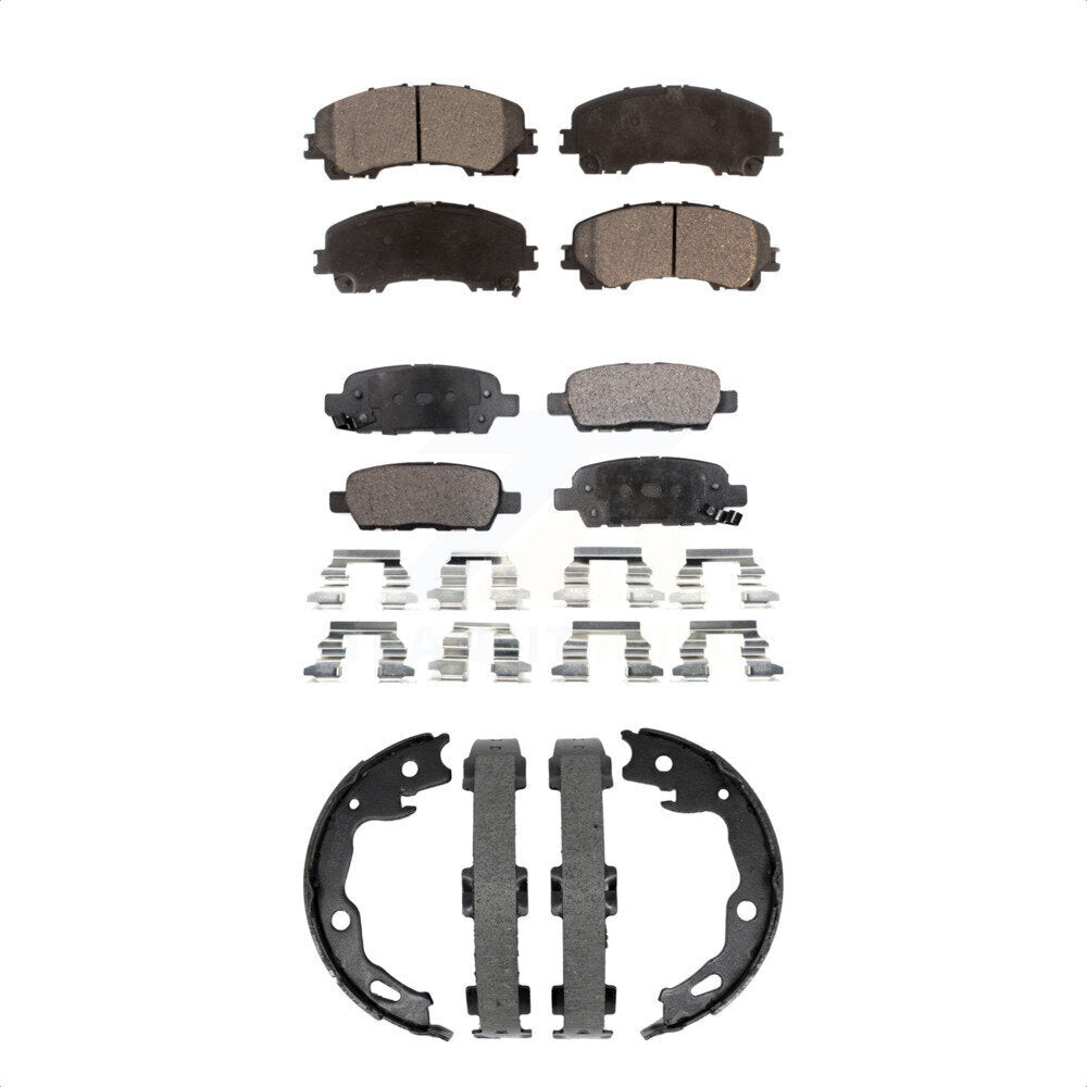 Front Rear Semi-Metallic Brake Pads And Parking Shoes Kit For Nissan Rogue KFN-100918
