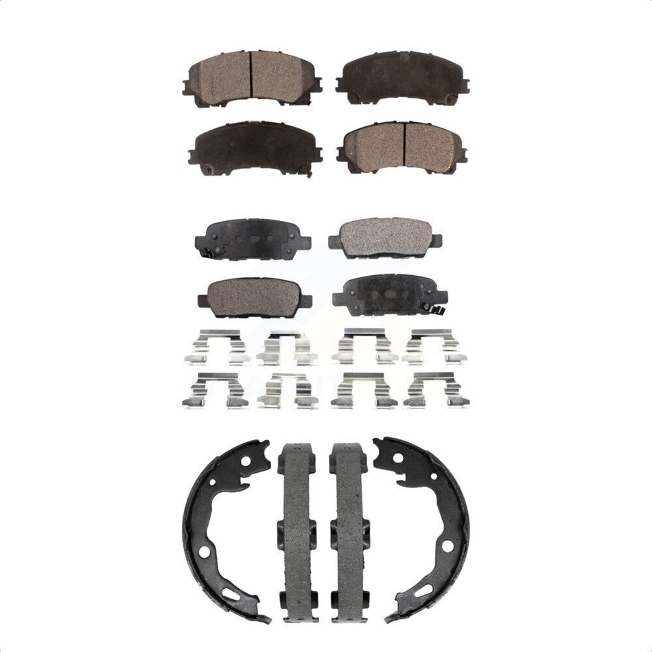 Front Rear Semi-Metallic Brake Pads And Parking Shoes Kit For Nissan Rogue KFN-100918