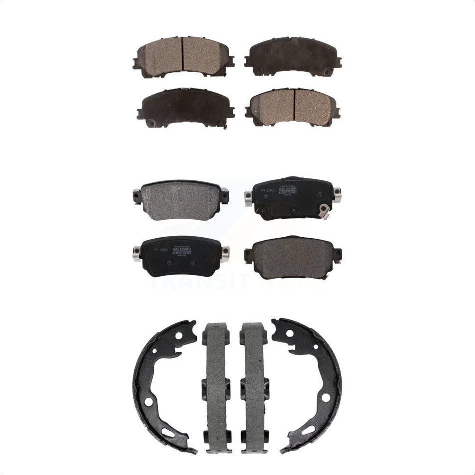 Front Rear Semi-Metallic Brake Pads And Parking Shoes Kit For Nissan Rogue KFN-100920