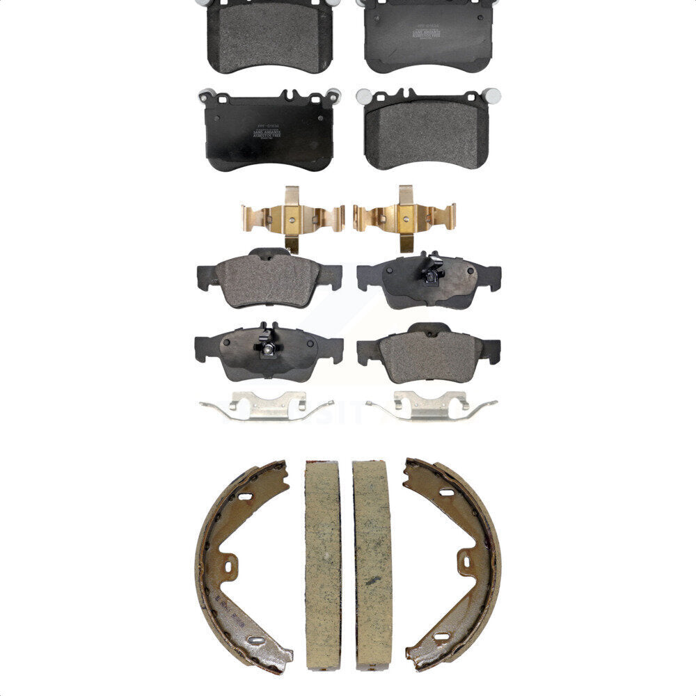 Front Rear Semi-Metallic Brake Pads And Parking Shoes Kit For Mercedes-Benz CLS550 E550 KFN-100927