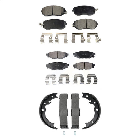 Front Rear Semi-Metallic Brake Pads And Parking Shoes Kit For Subaru Forester Impreza XV KFN-100928