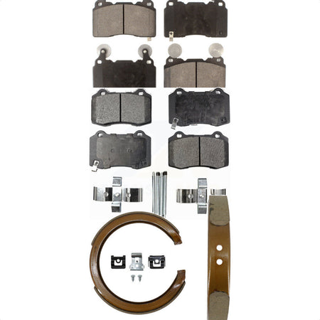 Front Rear Semi-Metallic Brake Pads And Parking Shoes Kit For 2015-2017 Chevrolet SS KFN-100929