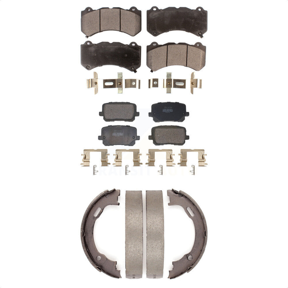 Front Rear Semi-Metallic Brake Pads And Parking Shoes Kit For Dodge Charger KFN-100940