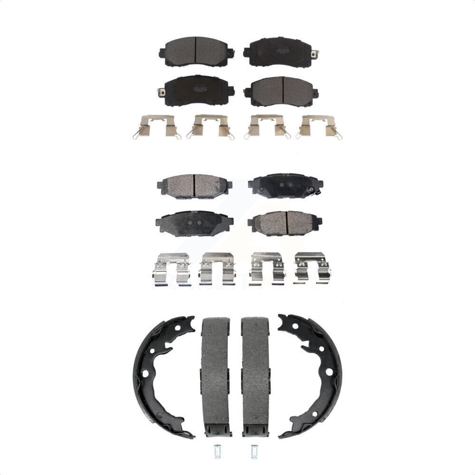 Front Rear Semi-Metallic Brake Pads And Parking Shoes Kit For Subaru Crosstrek Impreza KFN-100943