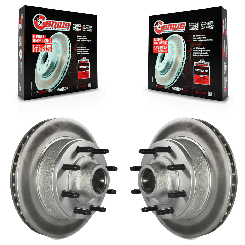 Front Coated Disc Brake Rotors And Hub Assembly Pair For Ford E-350 Super Duty E-250 Econoline F-250 HD Club Wagon E-150 E-450 KG-100004