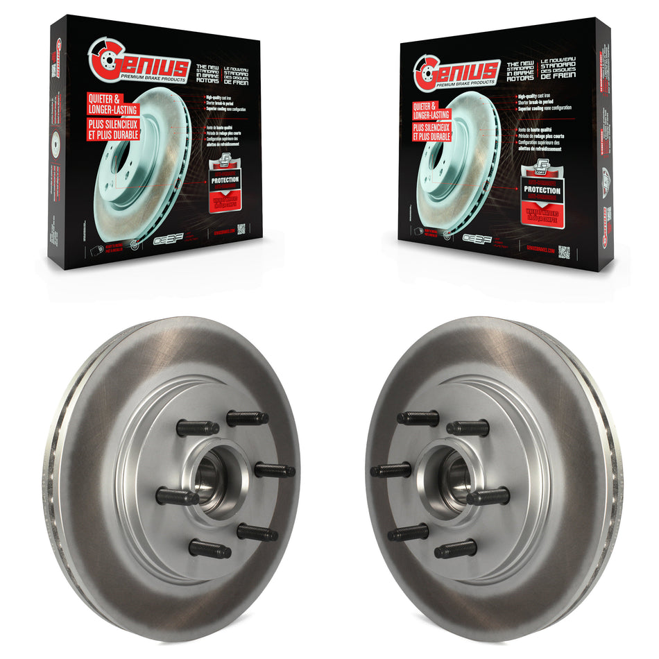 Front Coated Disc Brake Rotors And Hub Assembly Pair For Ford F-150 Lincoln Mark LT With 6 Lug Wheels RWD KG-100007