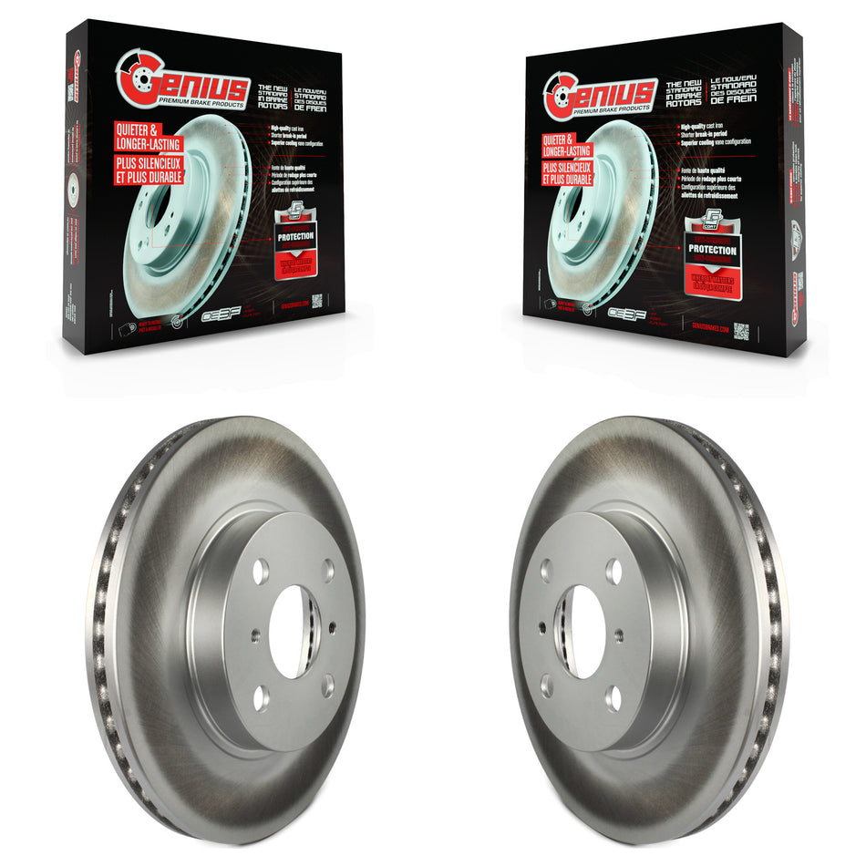 Front Coated Disc Brake Rotors Pair For Toyota Yaris Prius C Scion iQ KG-100257