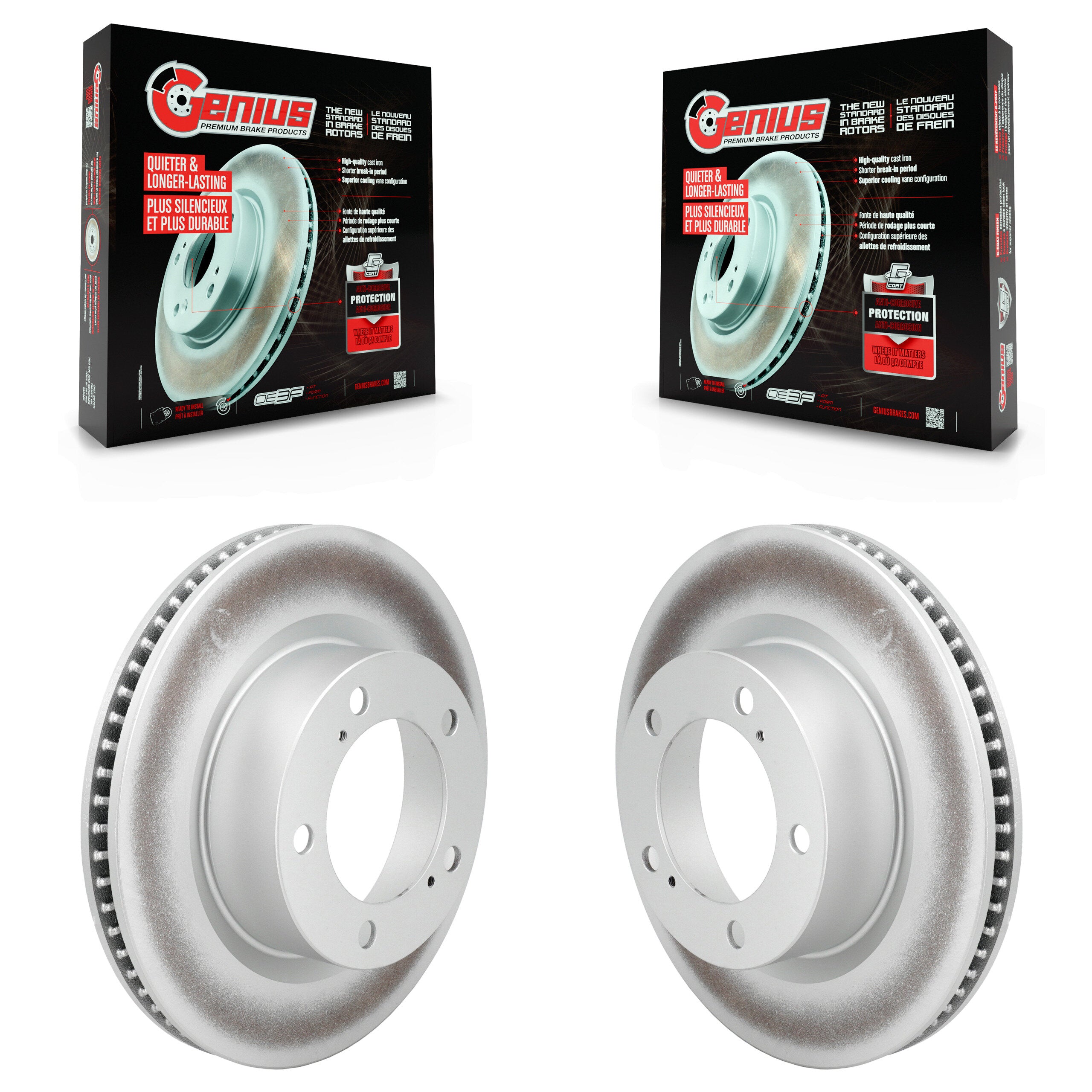 Front Coated Disc Brake Rotors Pair For Lexus LX570 Toyota Land Cruiser KG-100301