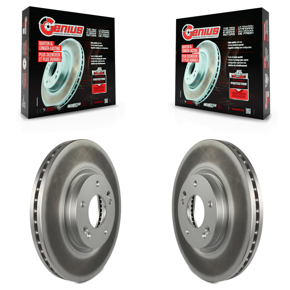 Front Coated Disc Brake Rotors Pair For Kia Sorento Hyundai Santa Fe KG-100316