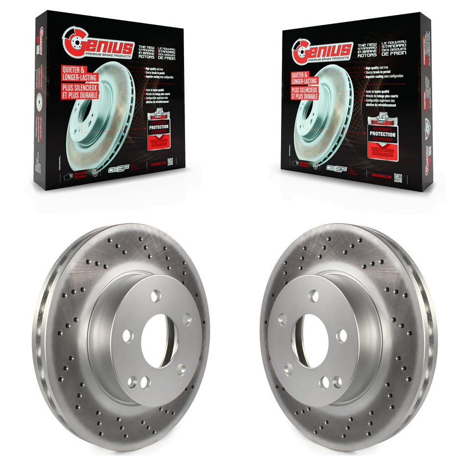 Front Coated Disc Brake Rotors Pair For Mercedes-Benz C300 C250 C230 KG-100319
