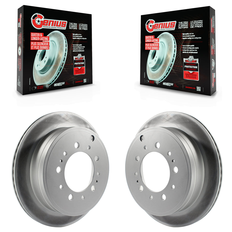 Rear Coated Disc Brake Rotors Pair For Toyota Tundra Sequoia Lexus LX570 Land Cruiser KG-100595