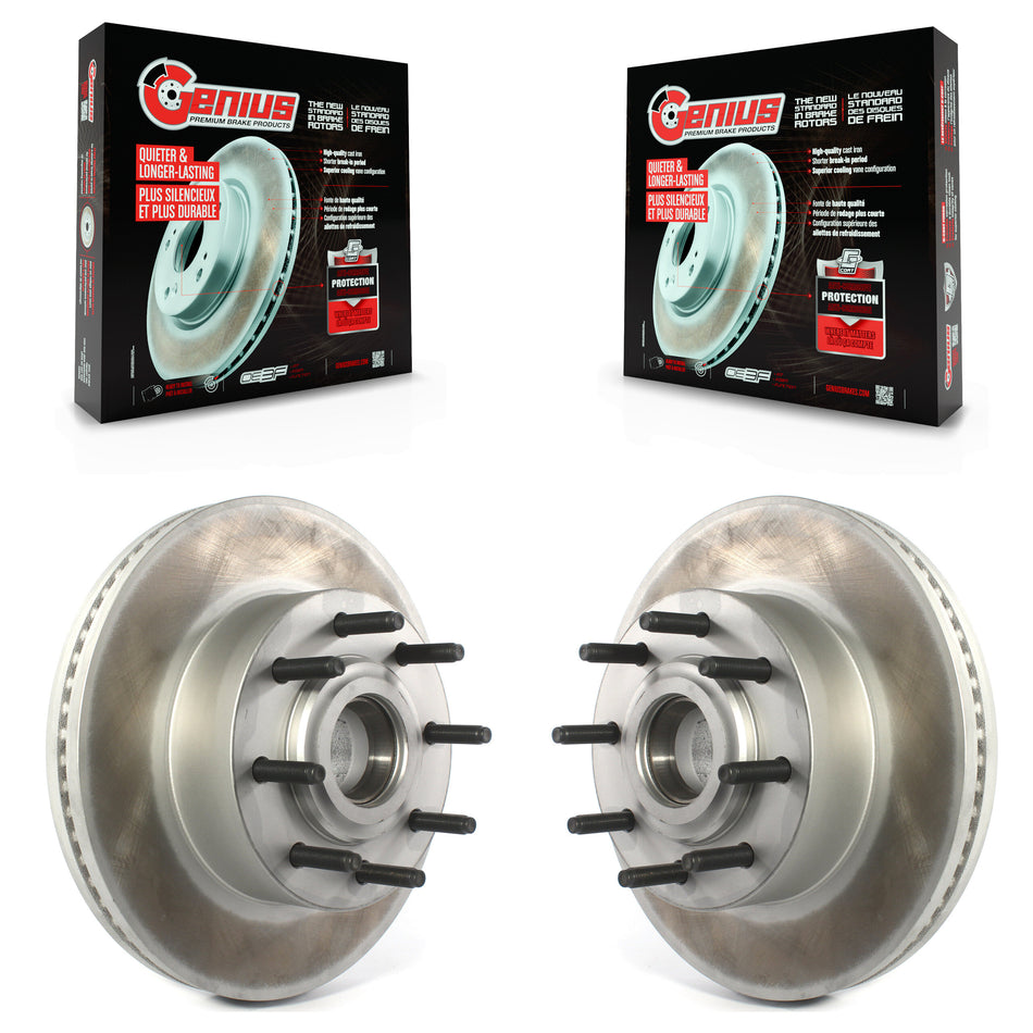 Front Coated Disc Brake Rotors And Hub Assembly Pair For Ford F-250 Super Duty F-350 KG-101223