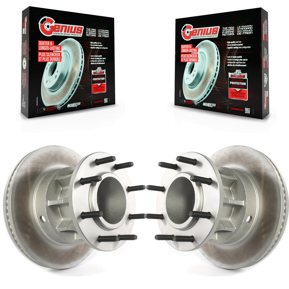 Front Coated Disc Brake Rotors And Hub Assembly Pair For Ford F-350 Super Duty F-250 F-450 F-550 KG-101224