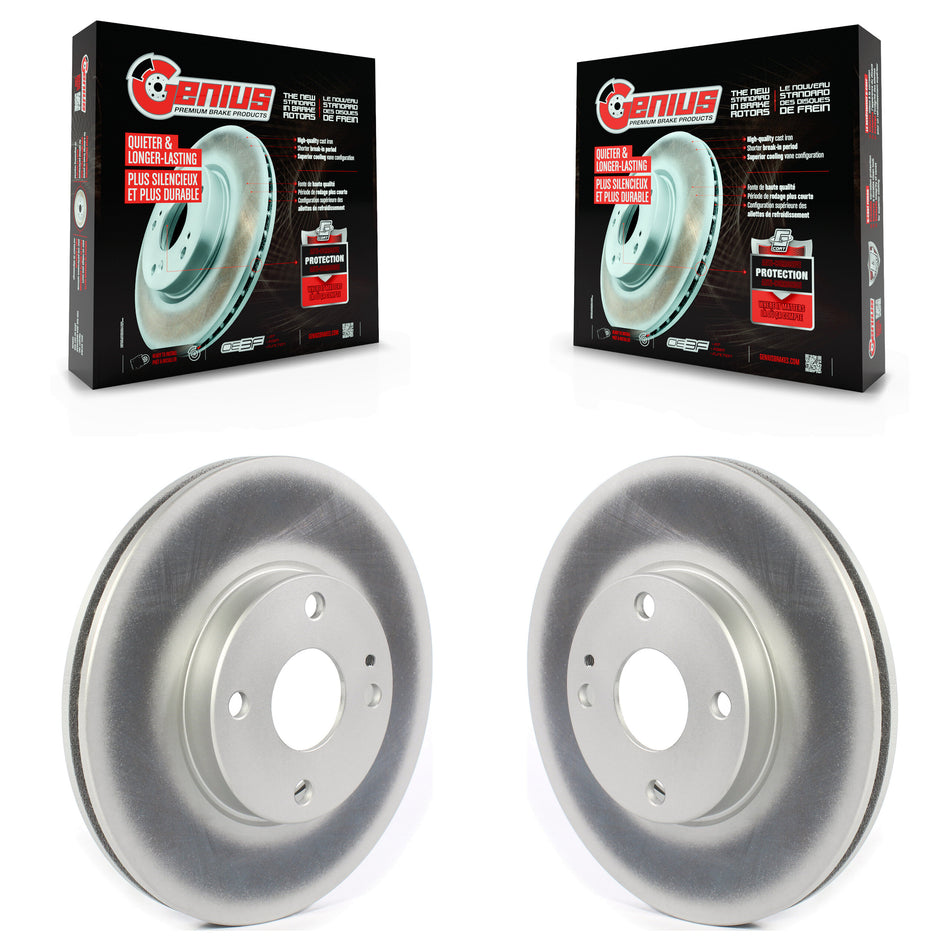Front Coated Disc Brake Rotors Pair For Toyota Yaris iA Scion KG-101330