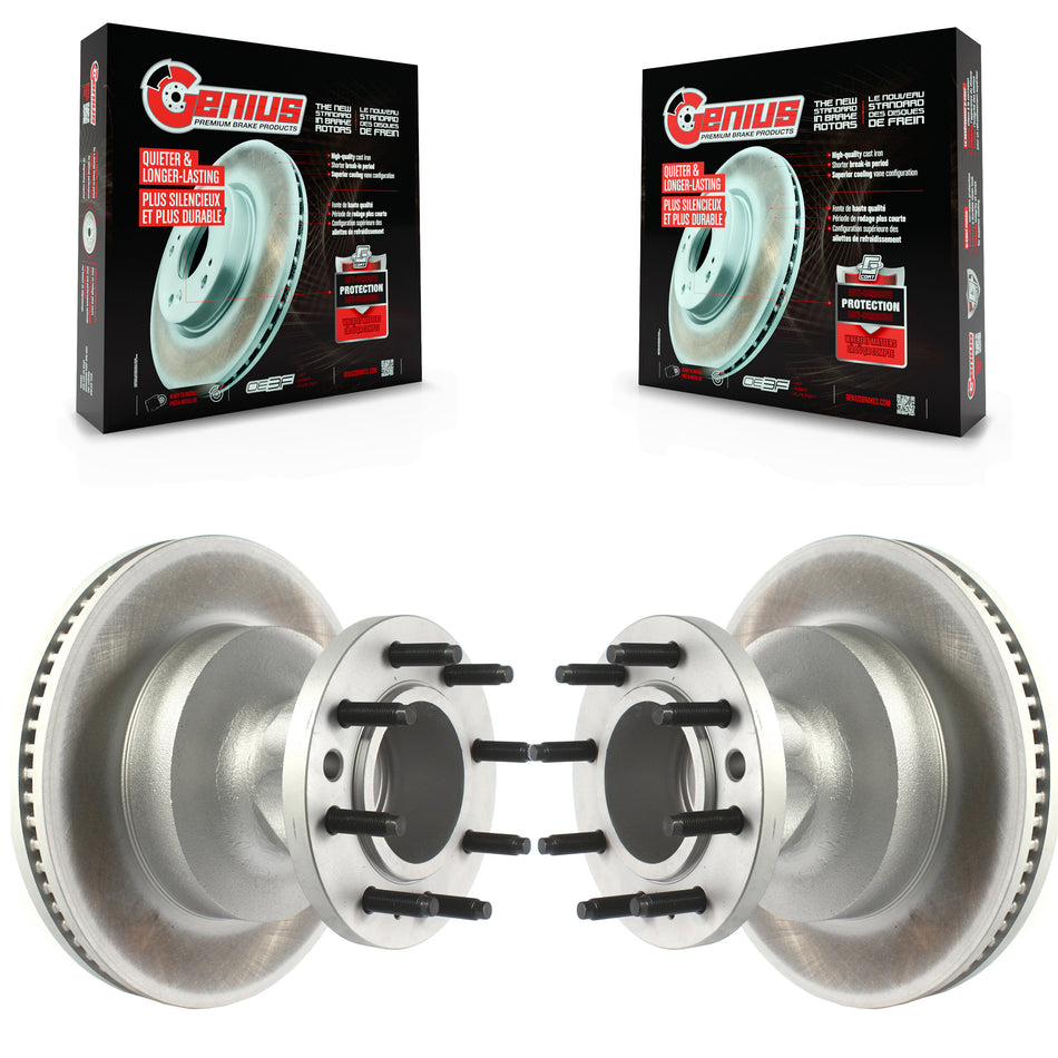 Front Coated Disc Brake Rotors And Hub Assembly Pair For Ford E-350 Super Duty E-450 Econoline KG-101383