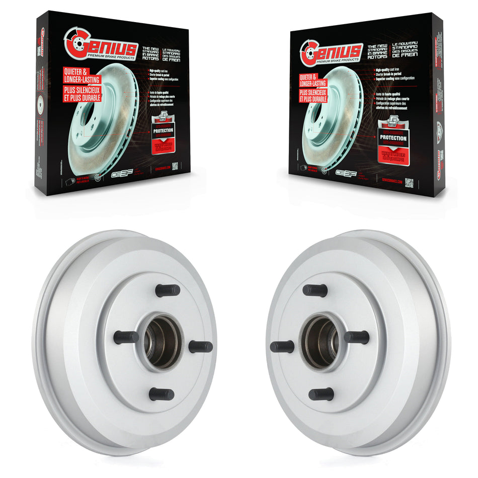 Rear Coated Brake Drums Pair For 2000-2008 Ford Focus Wheel Bearing Includes KG-101402