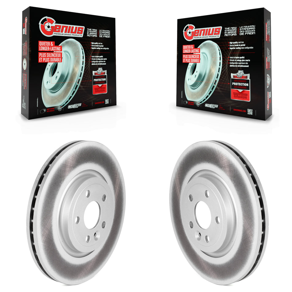 Front Coated Disc Brake Rotors Pair For Jaguar F-Pace Land Rover Range Velar KG-101596