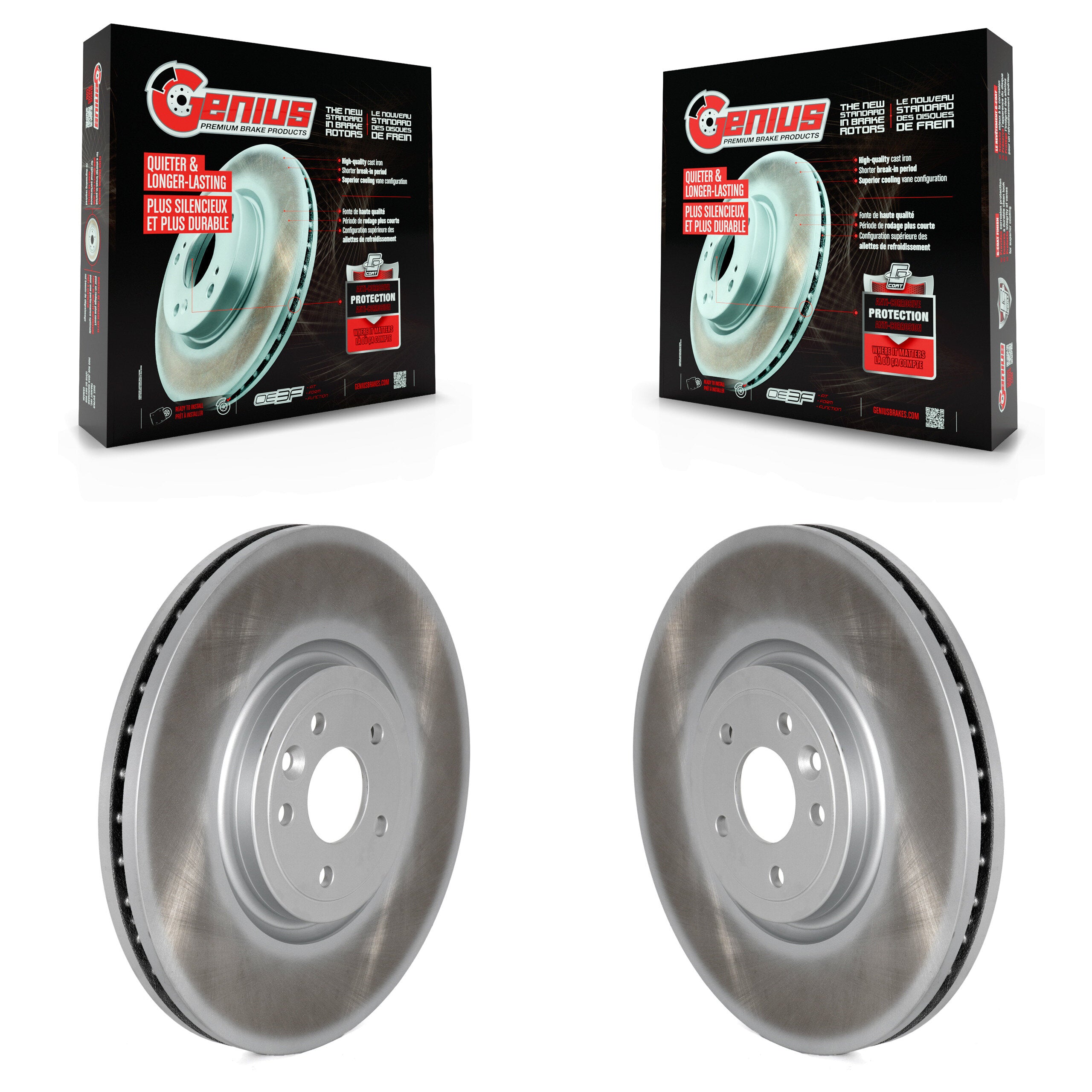 Front Coated Disc Brake Rotors Pair For Jaguar XE XF KG-101597