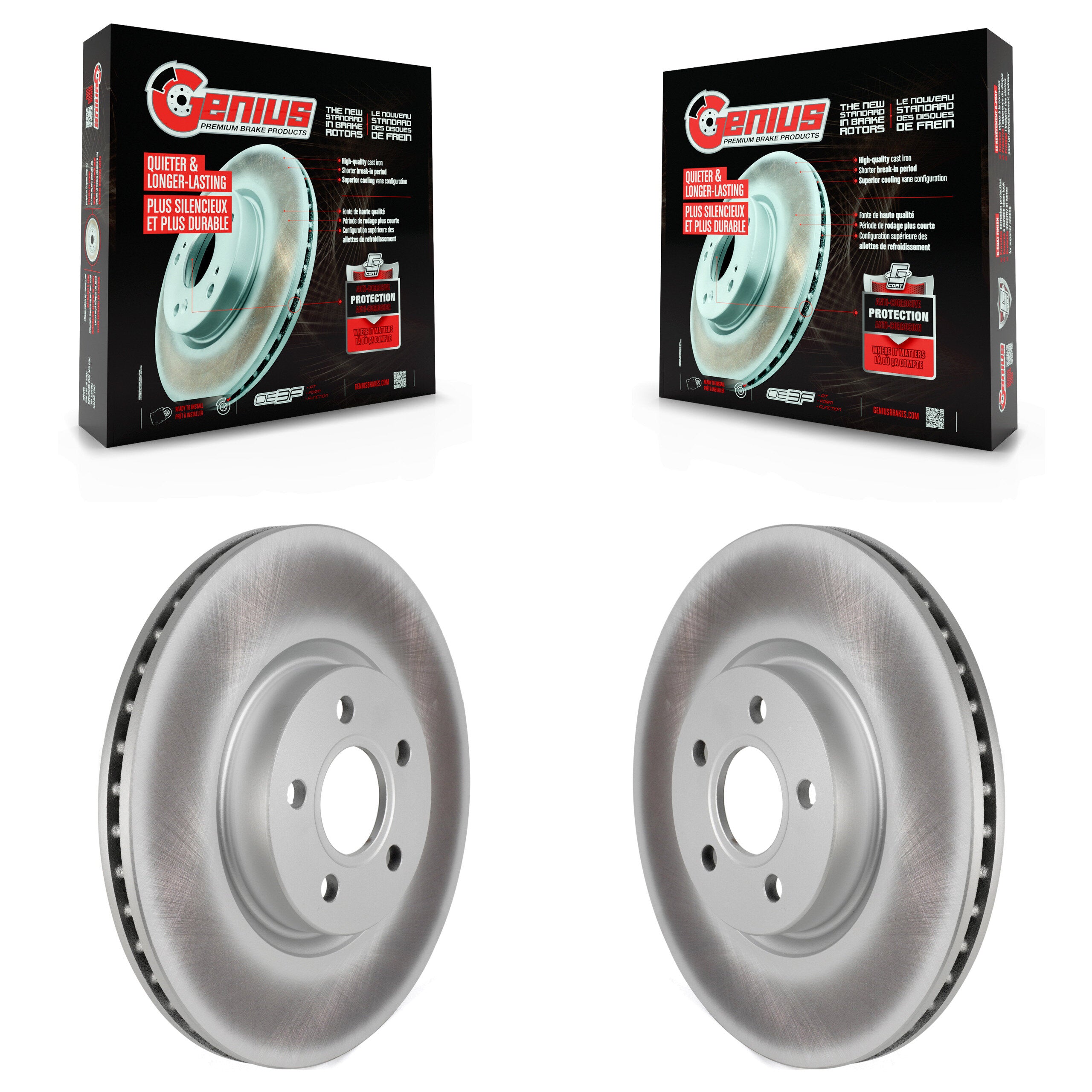 Front Coated Disc Brake Rotors Pair For Ford Transit Connect KG-101605