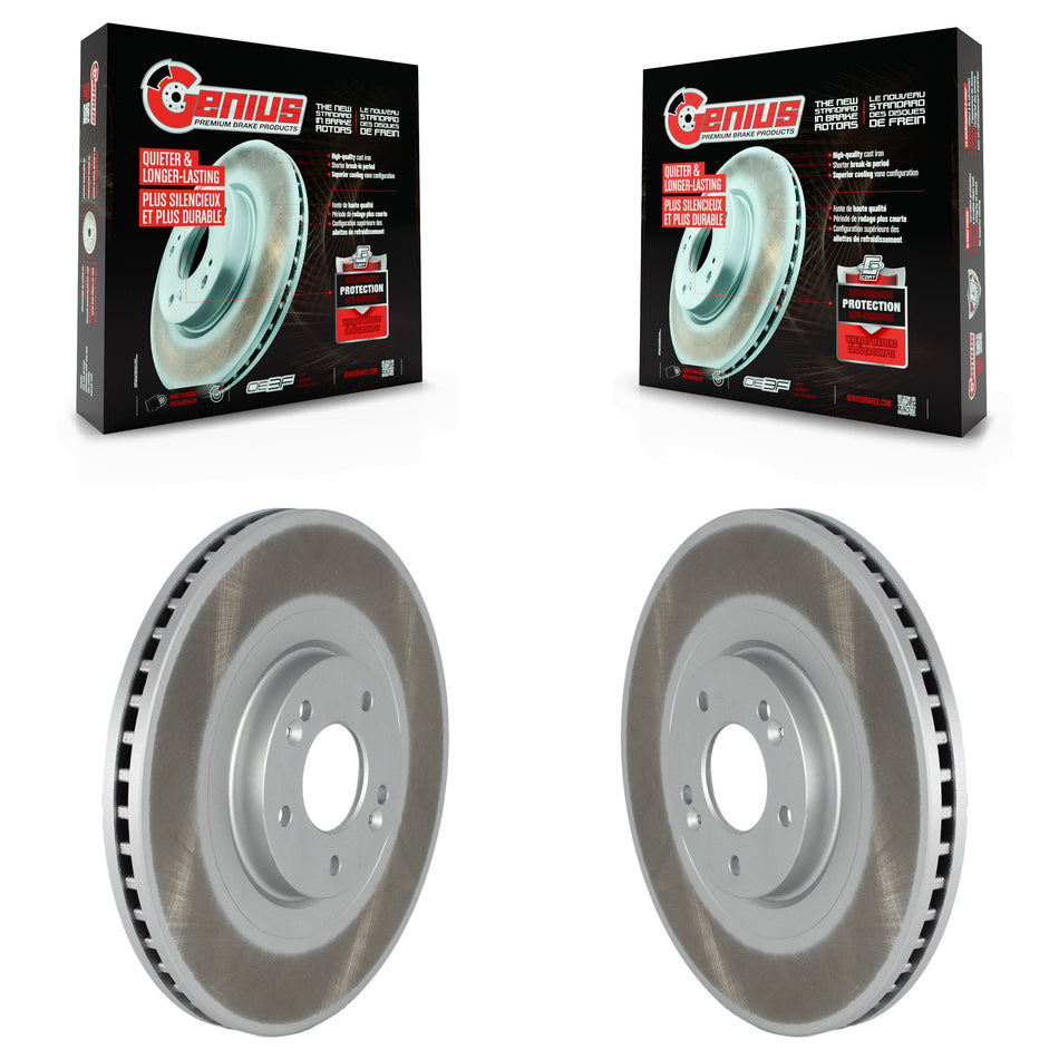 Front Coated Disc Brake Rotors Pair For Kia Telluride Hyundai Palisade KG-101624