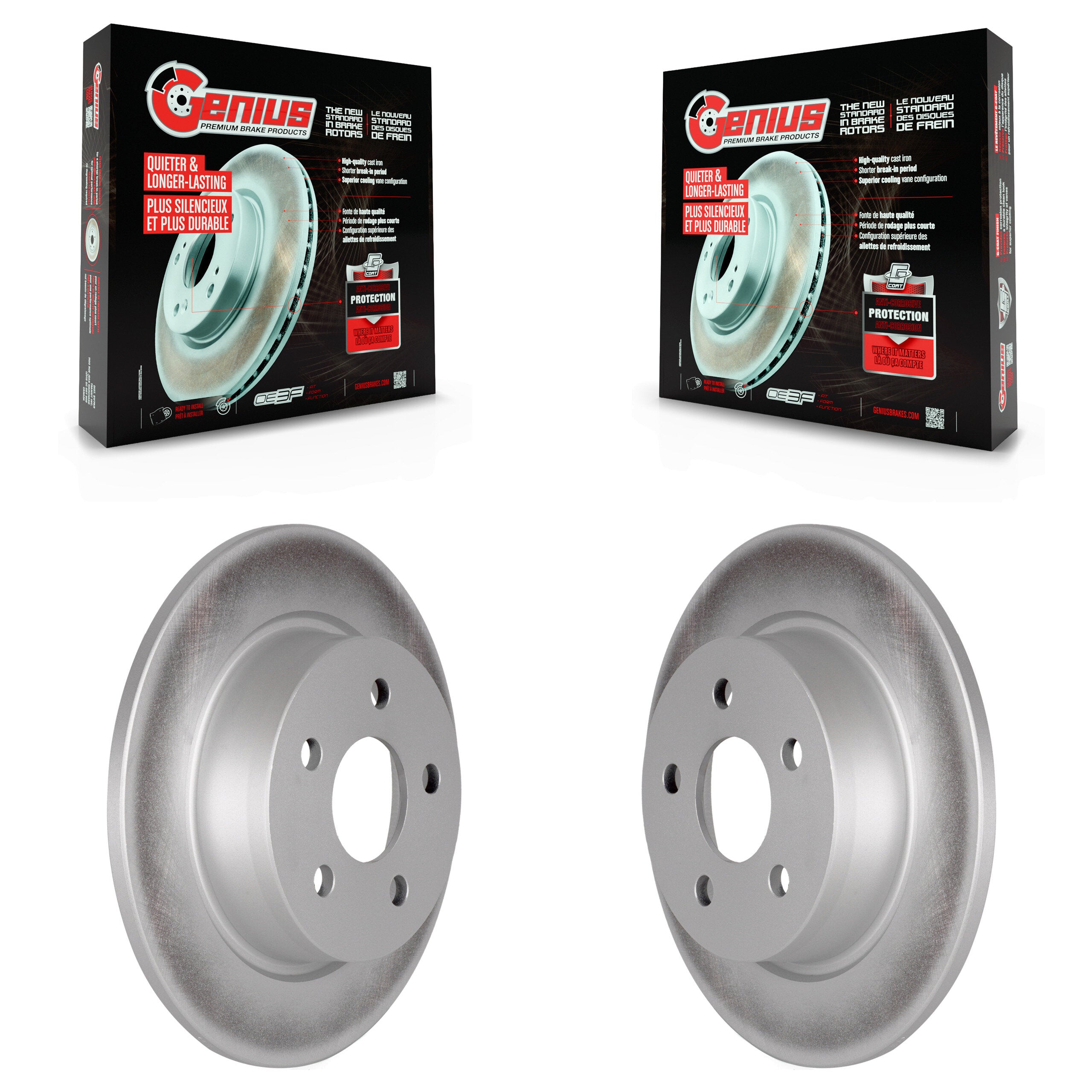 Rear Coated Disc Brake Rotors Pair For Ford Transit Connect KG-101638