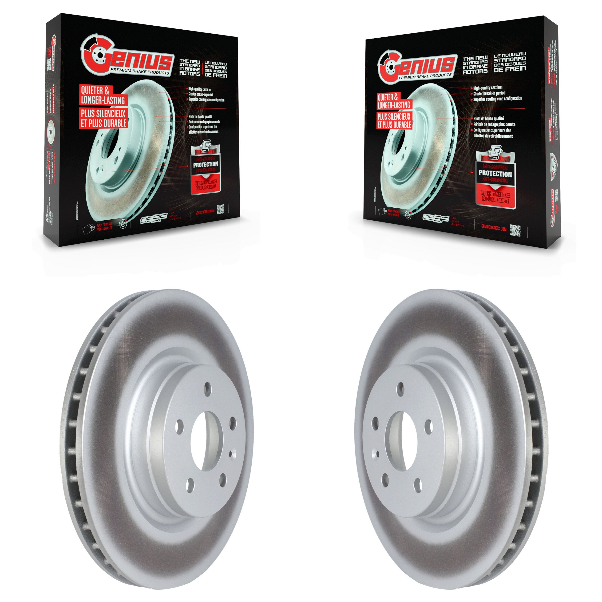 Front Coated Disc Brake Rotors Pair For Tesla S X KG-101718