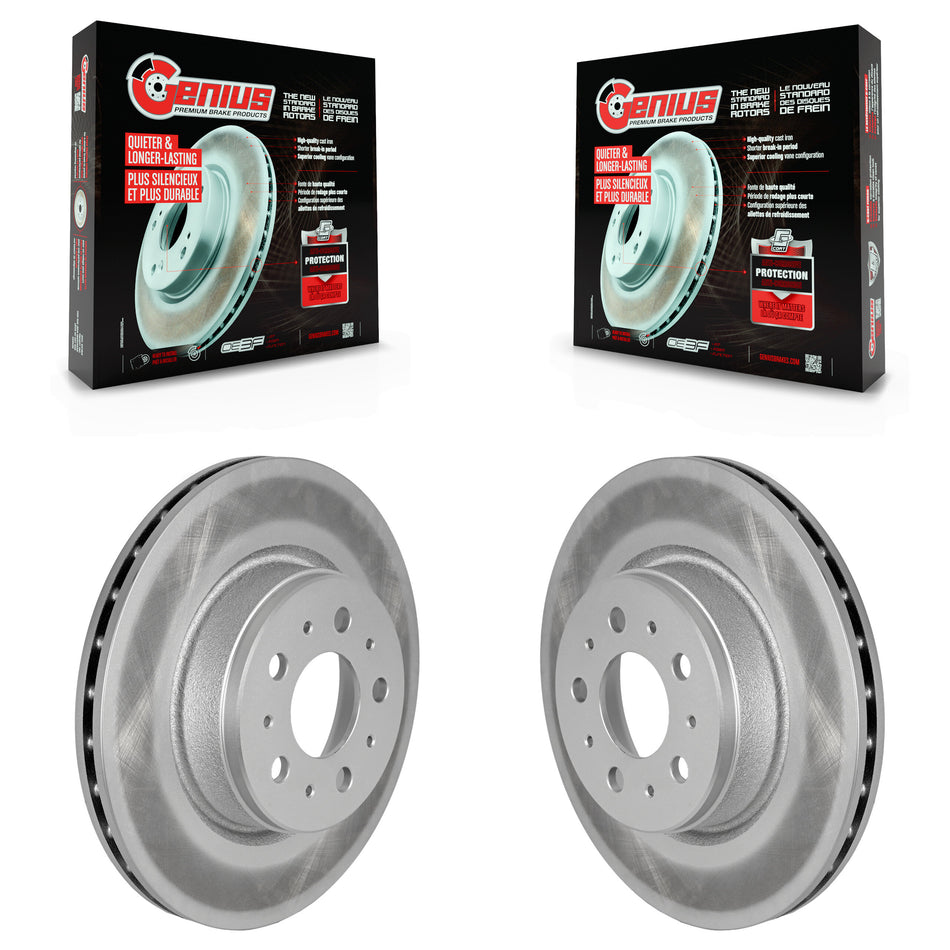 Front Coated Disc Brake Rotors Pair For 2017-2022 Tesla 3 With Gray Painted Calipers KG-101721