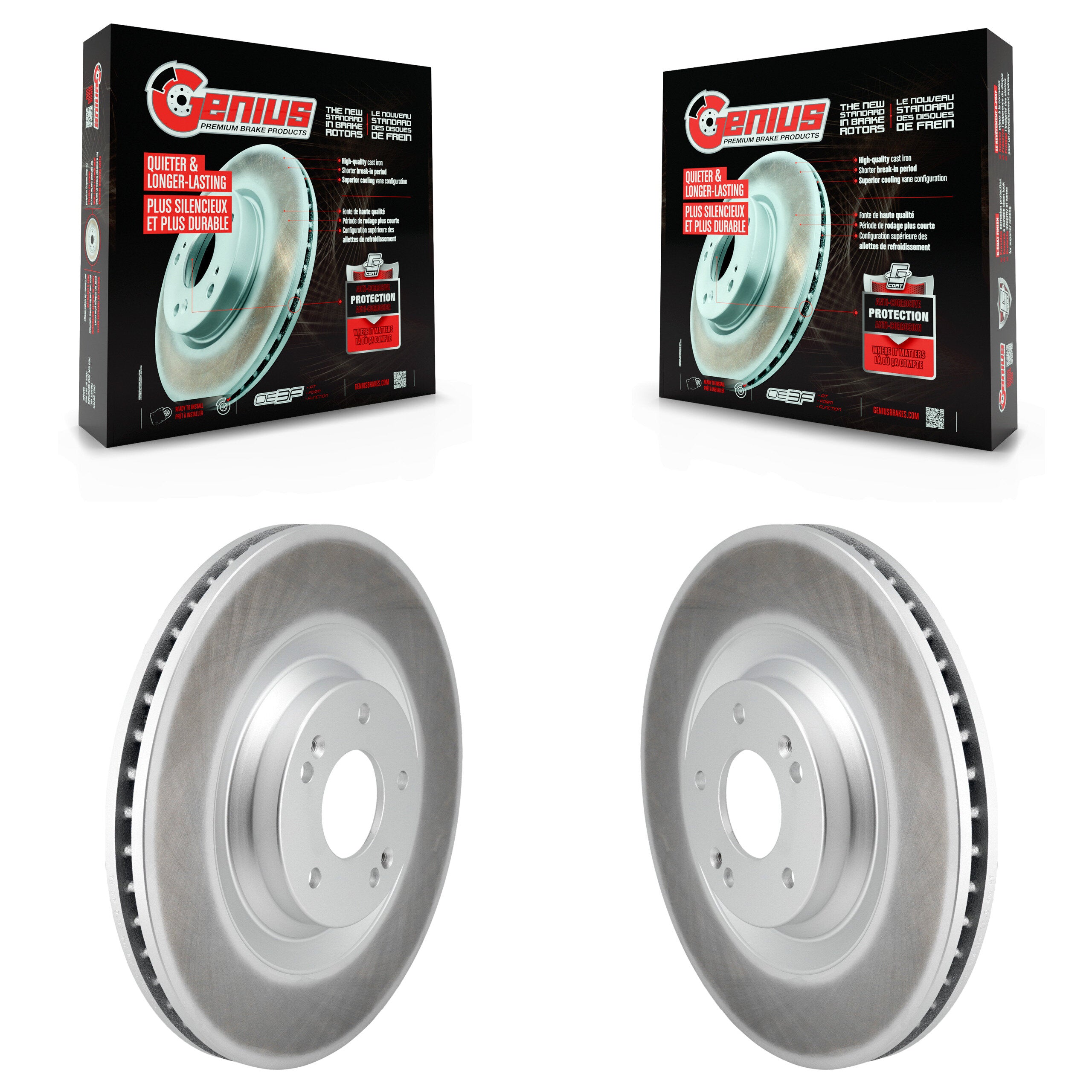 Front Coated Disc Brake Rotors Pair For Hyundai Veloster N KG-101824