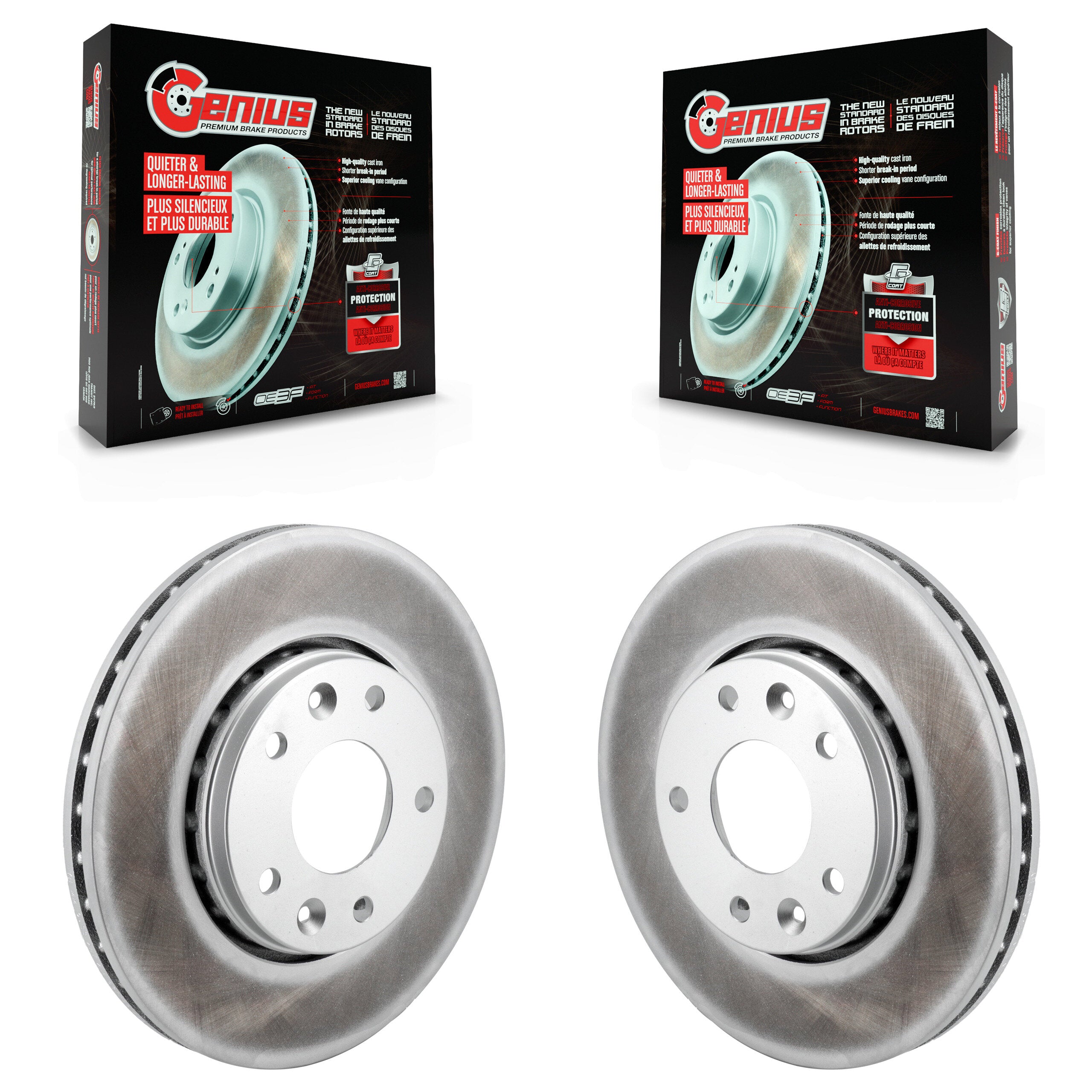Front Coated Disc Brake Rotors Pair For Nissan Kicks Sentra KG-101851