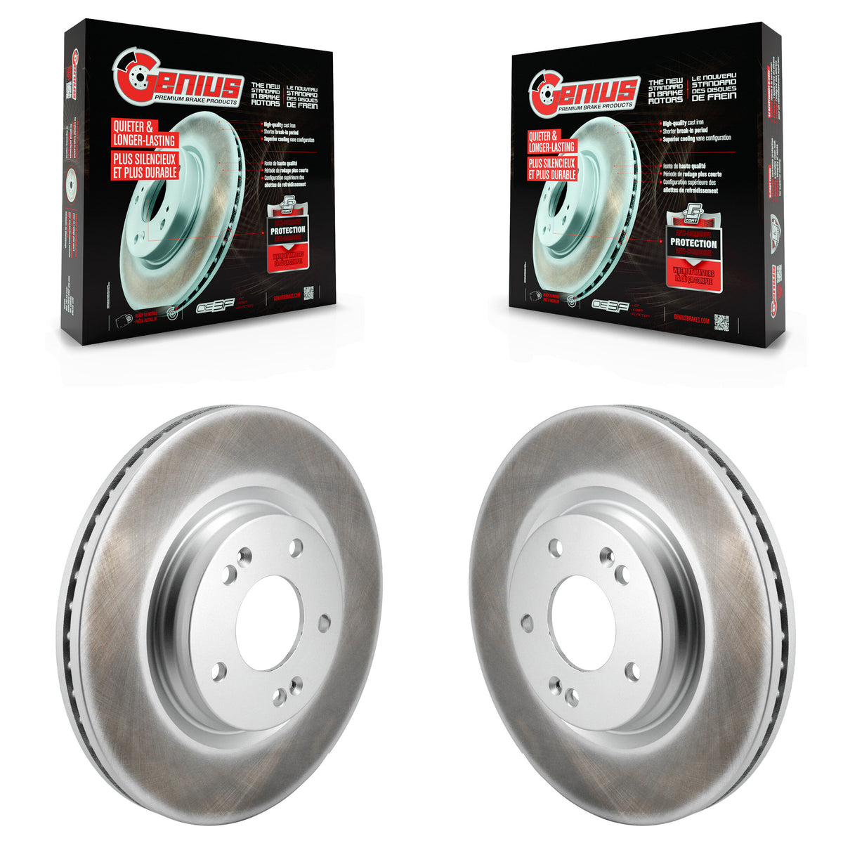 Front Coated Disc Brake Rotor Pair For Hyundai Elantra Kona Sonata Kia Niro EV K5 Electric KG-101856