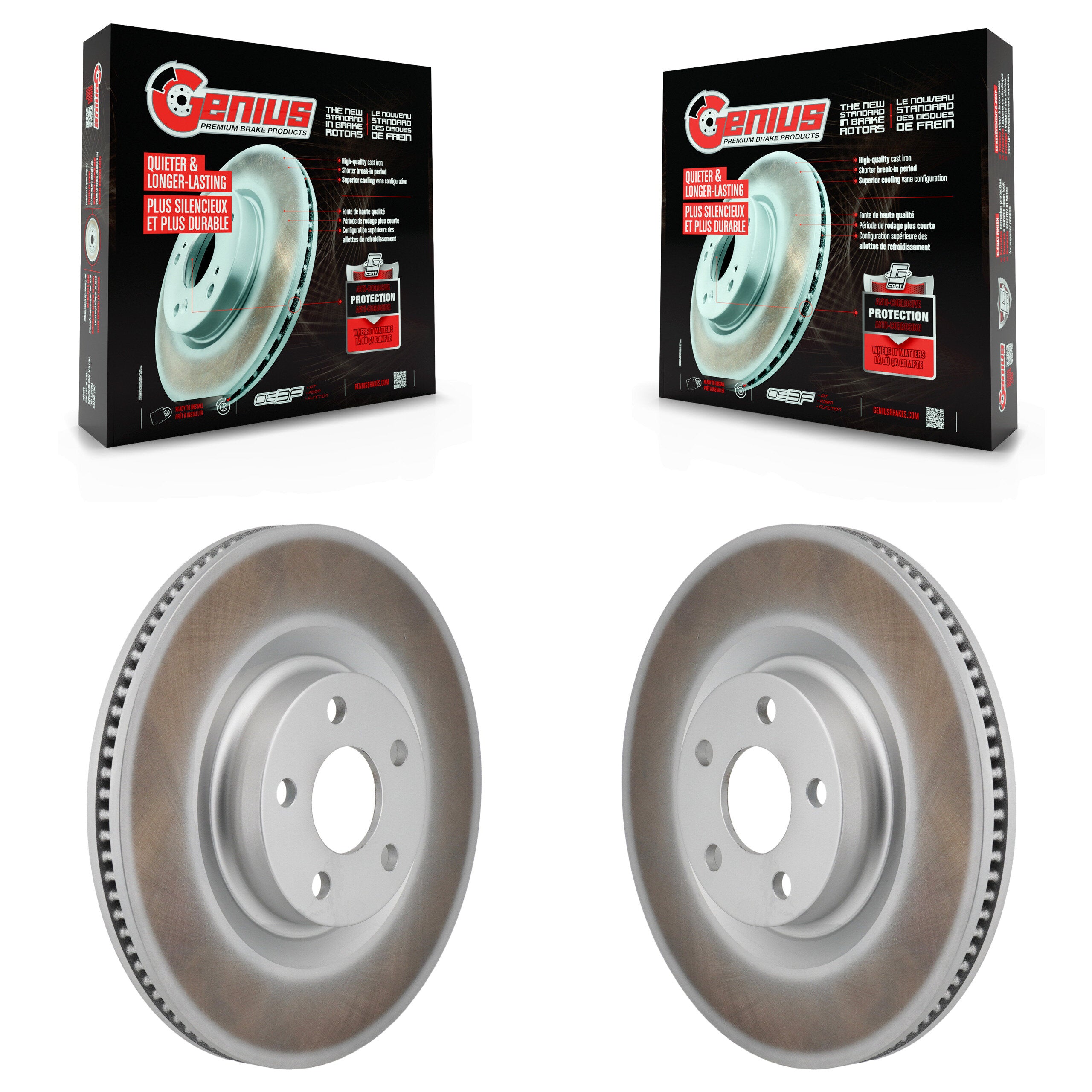 Front Coated Disc Brake Rotors Pair For 2022-2023 Ford Maverick KG-101860