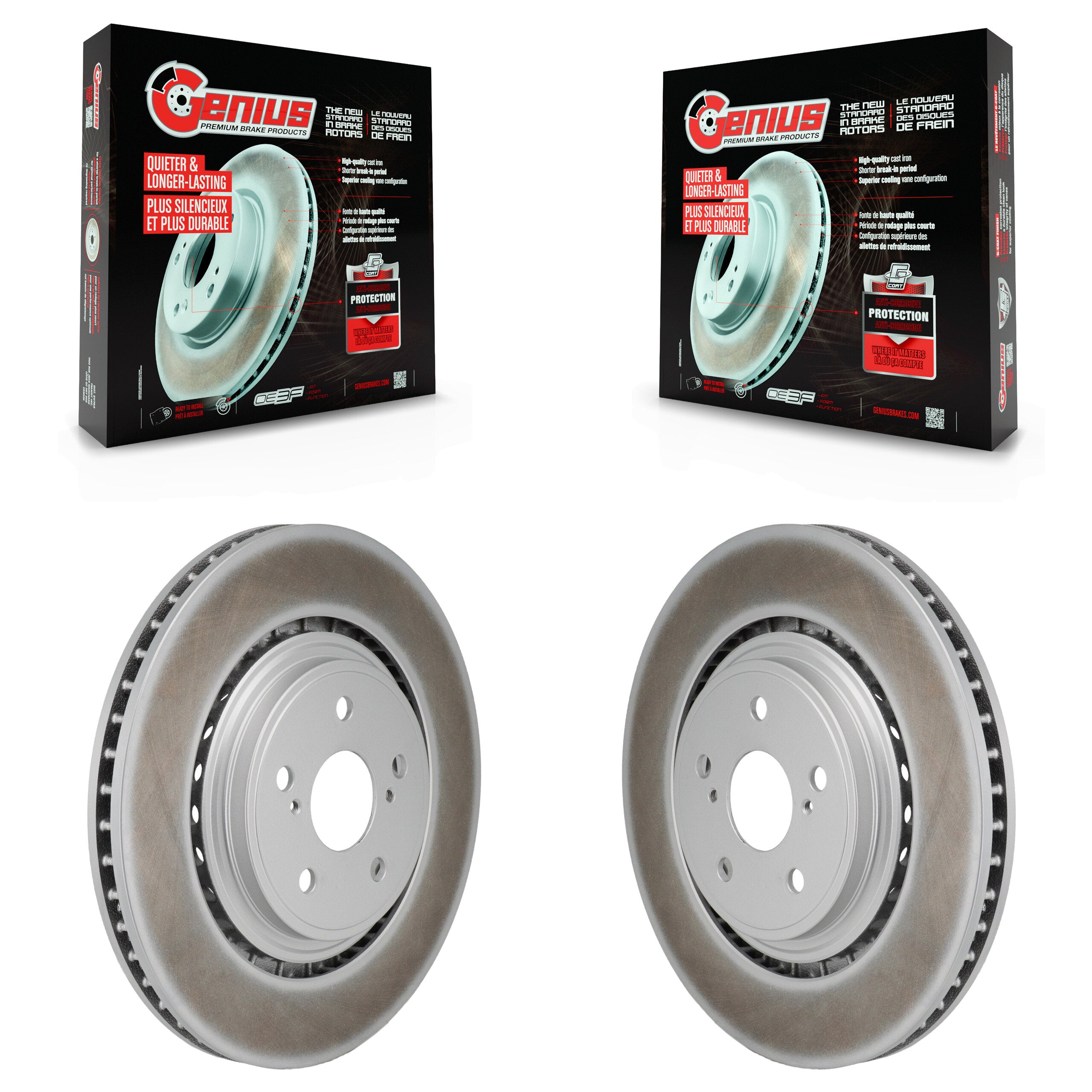 Front Coated Disc Brake Rotors Pair For Toyota Highlander Lexus RX350 RX350h KG-101963