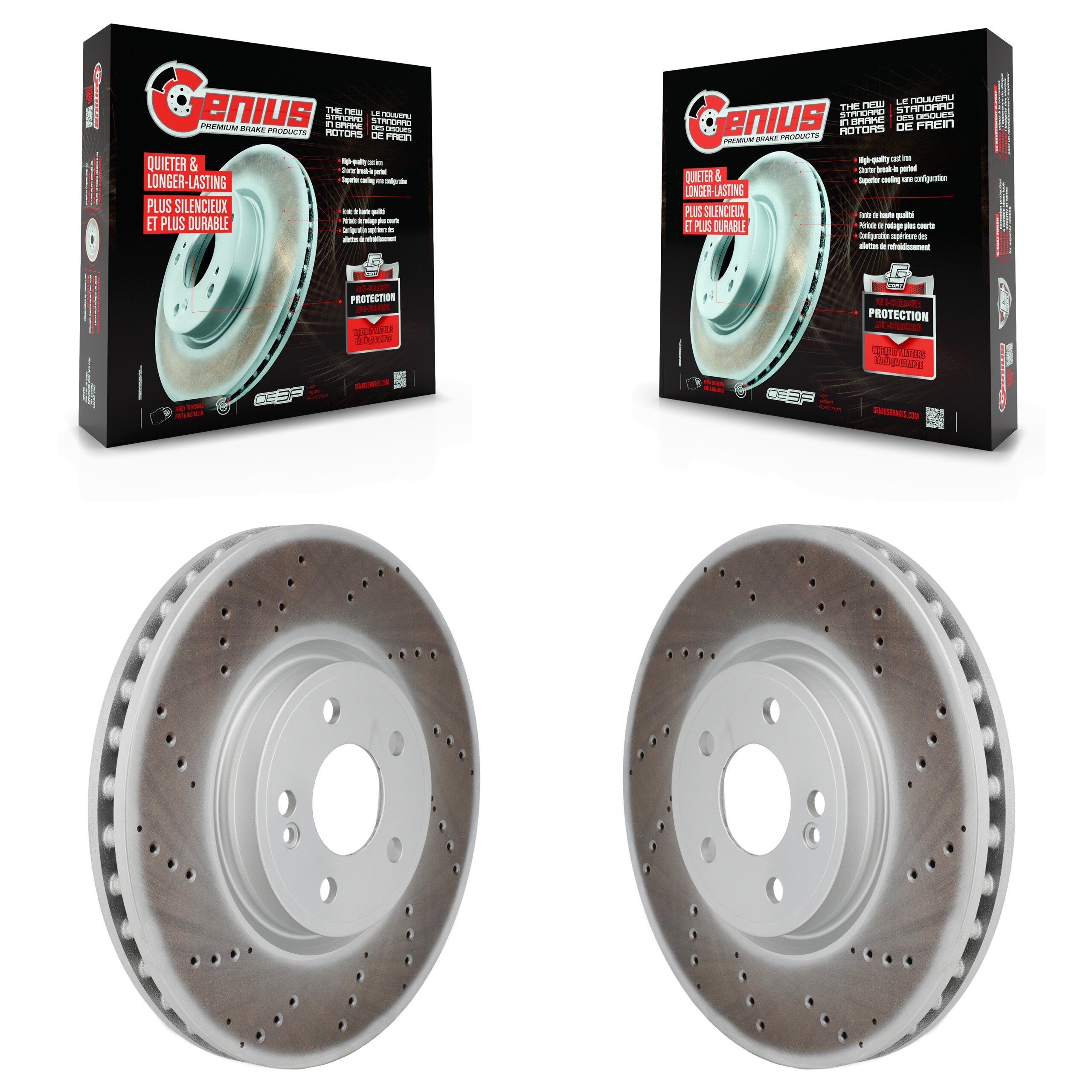 Front Coated Brake Rotor Pair For Mercedes-Benz GLB250 GLA250 A220 CLA250 A250 EQB 350 300 KG-101964