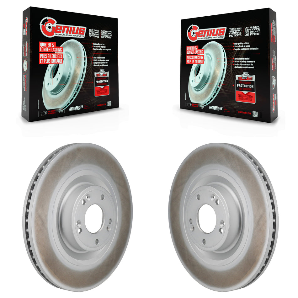 Front Coated Disc Brake Rotors Pair For Hyundai Genesis Equus G80 Kia K900 KG-101971