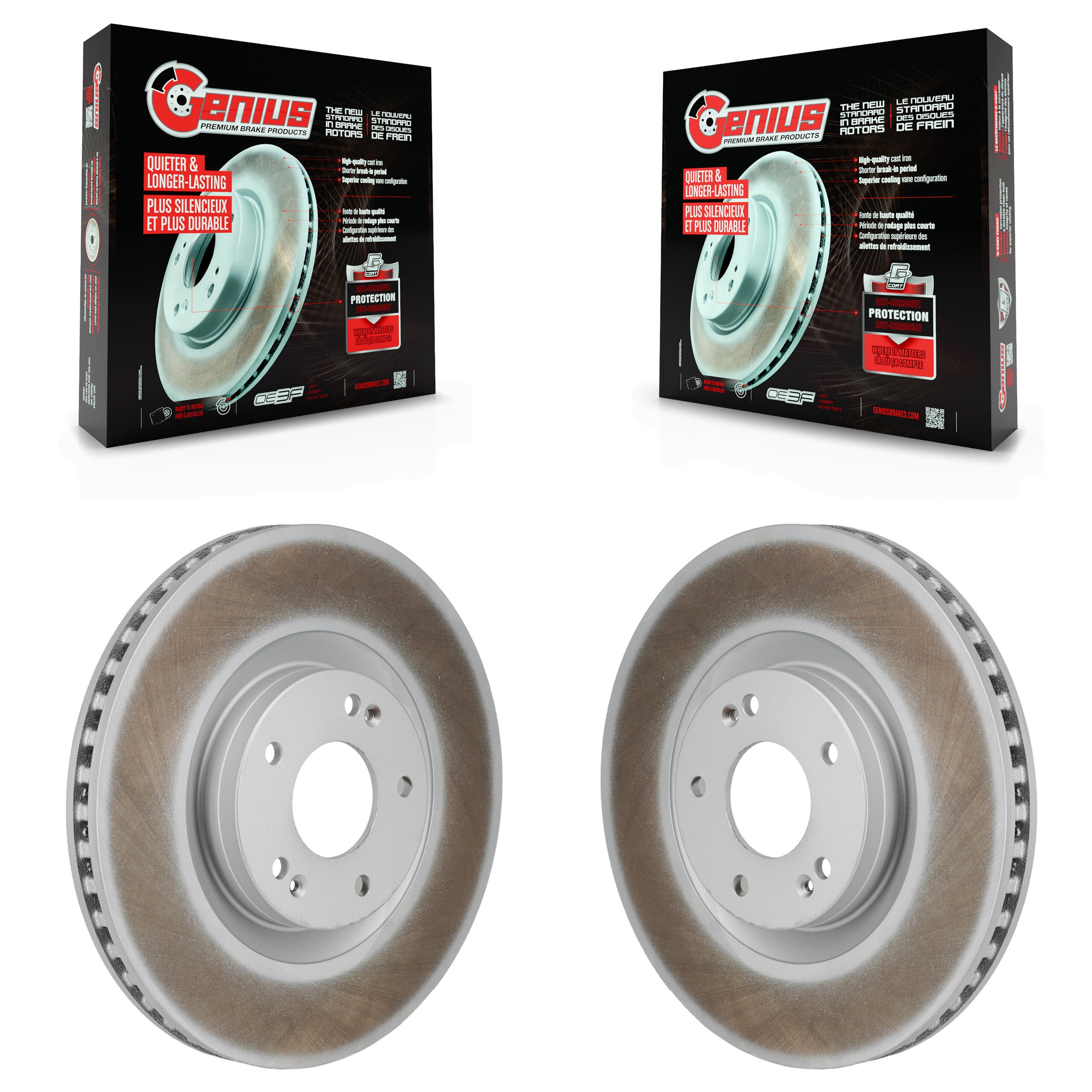 Front Coated Disc Brake Rotors Pair For Hyundai Santa Fe Kia Sorento Cruz KG-101972