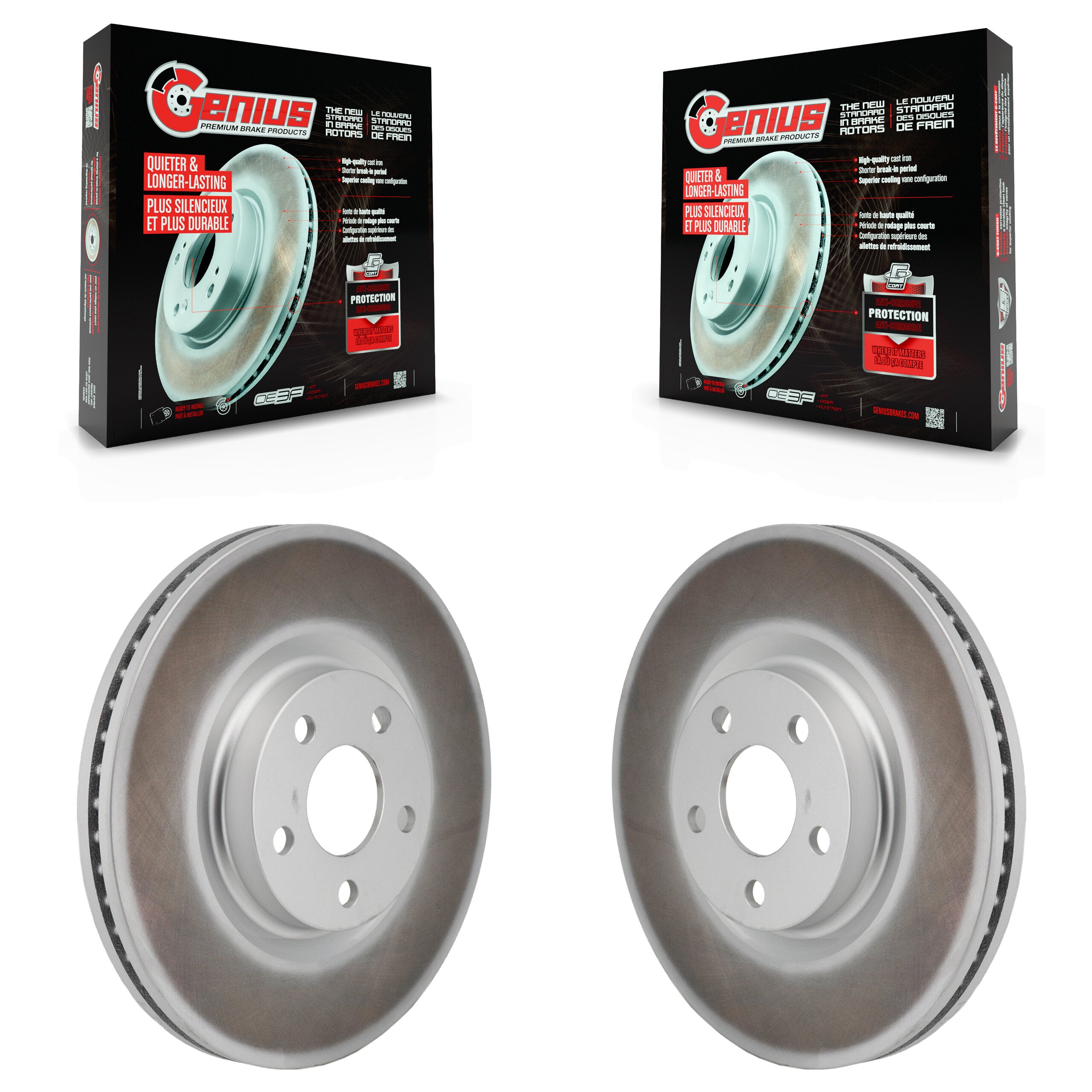 Front Coated Disc Brake Rotors Pair For 2017-2020 Lincoln MKZ 2.0L KG-101974