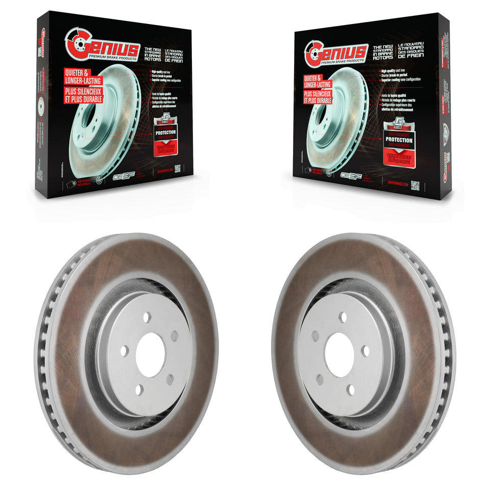 Front Coated Disc Brake Rotors Pair For 2019-2024 Ford Edge 2.7L With Red Painted Calipers KG-101975