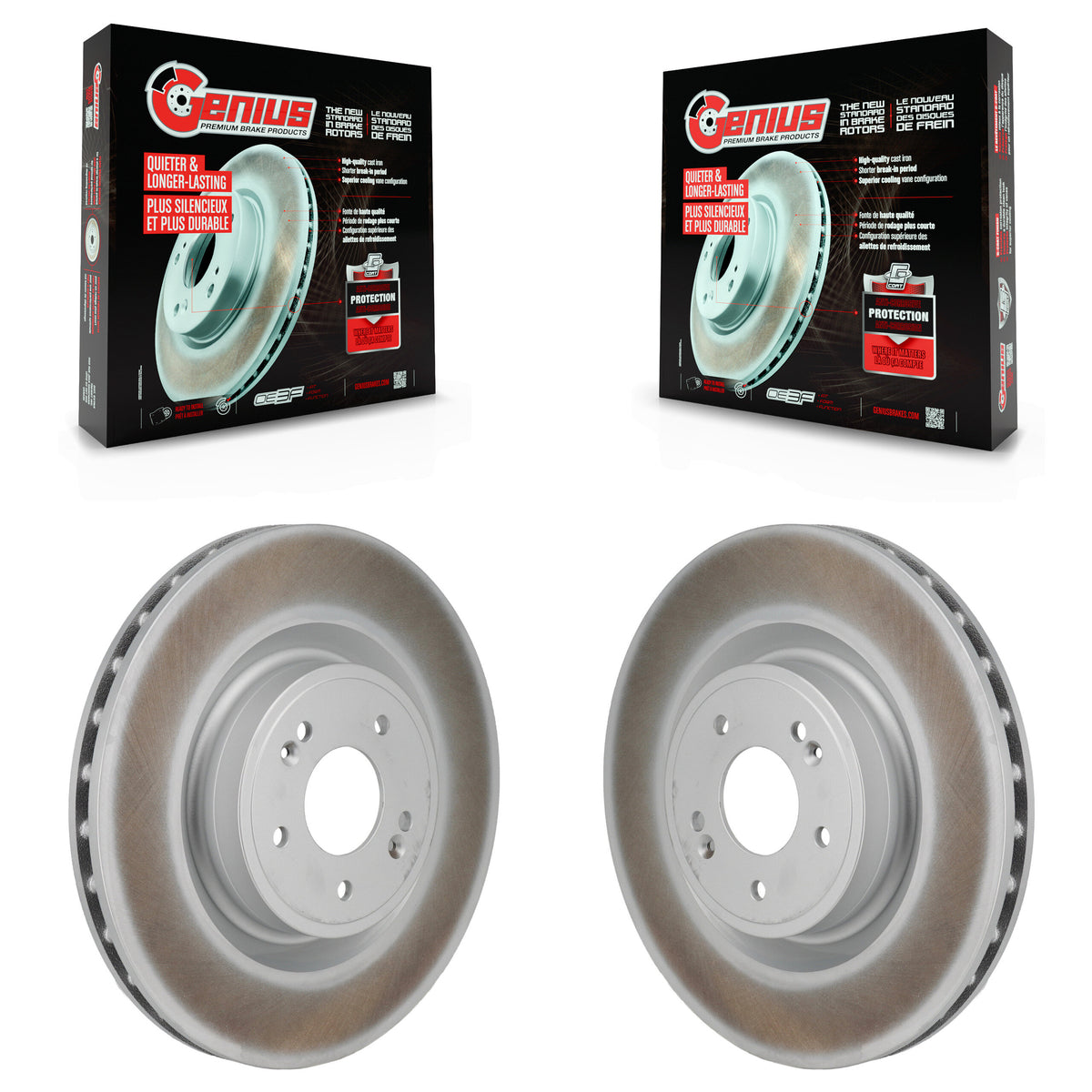 Front Coated Disc Brake Rotors Pair For Genesis G70 Kia Stinger KG-101984