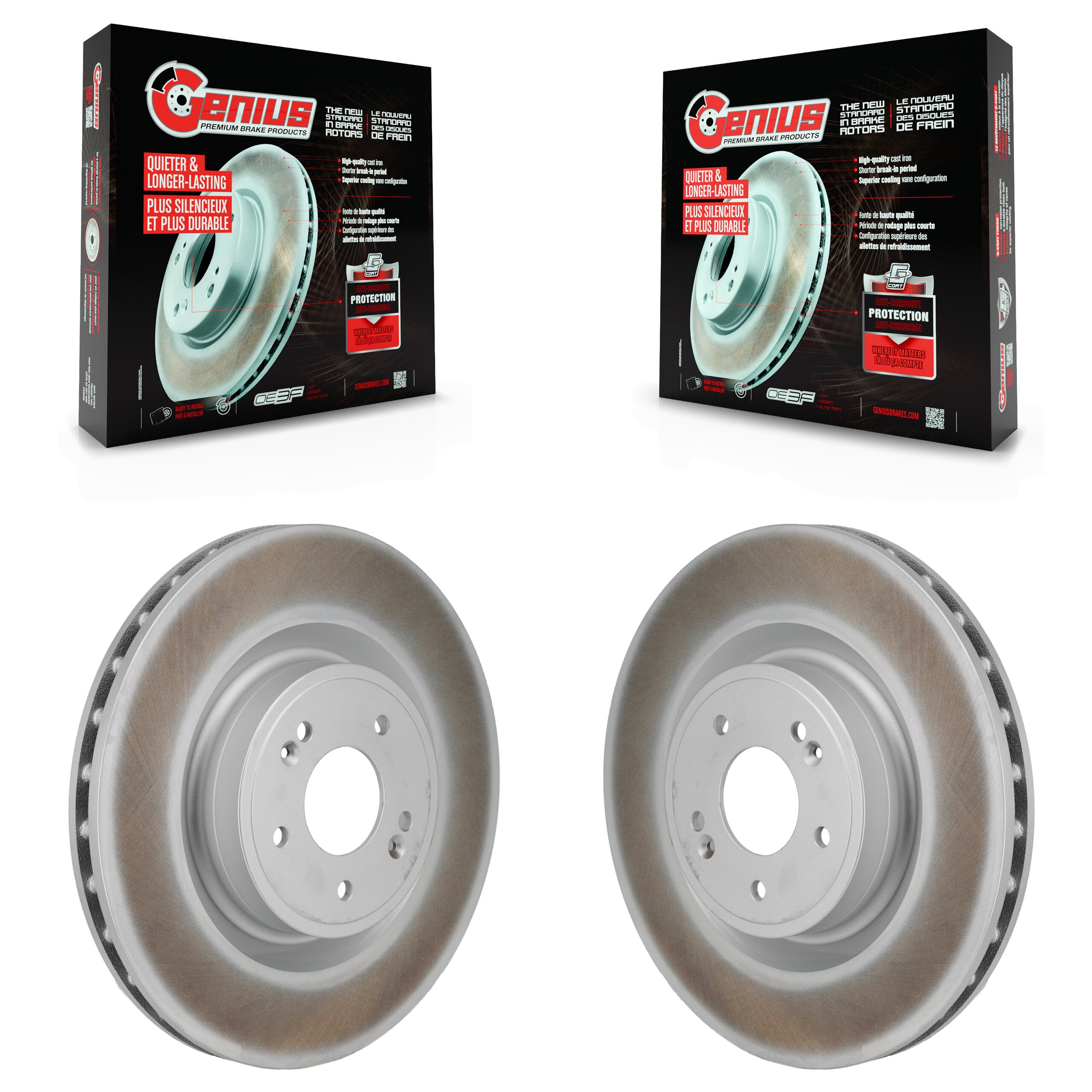 Front Coated Disc Brake Rotors Pair For Genesis G70 Kia Stinger KG-101984