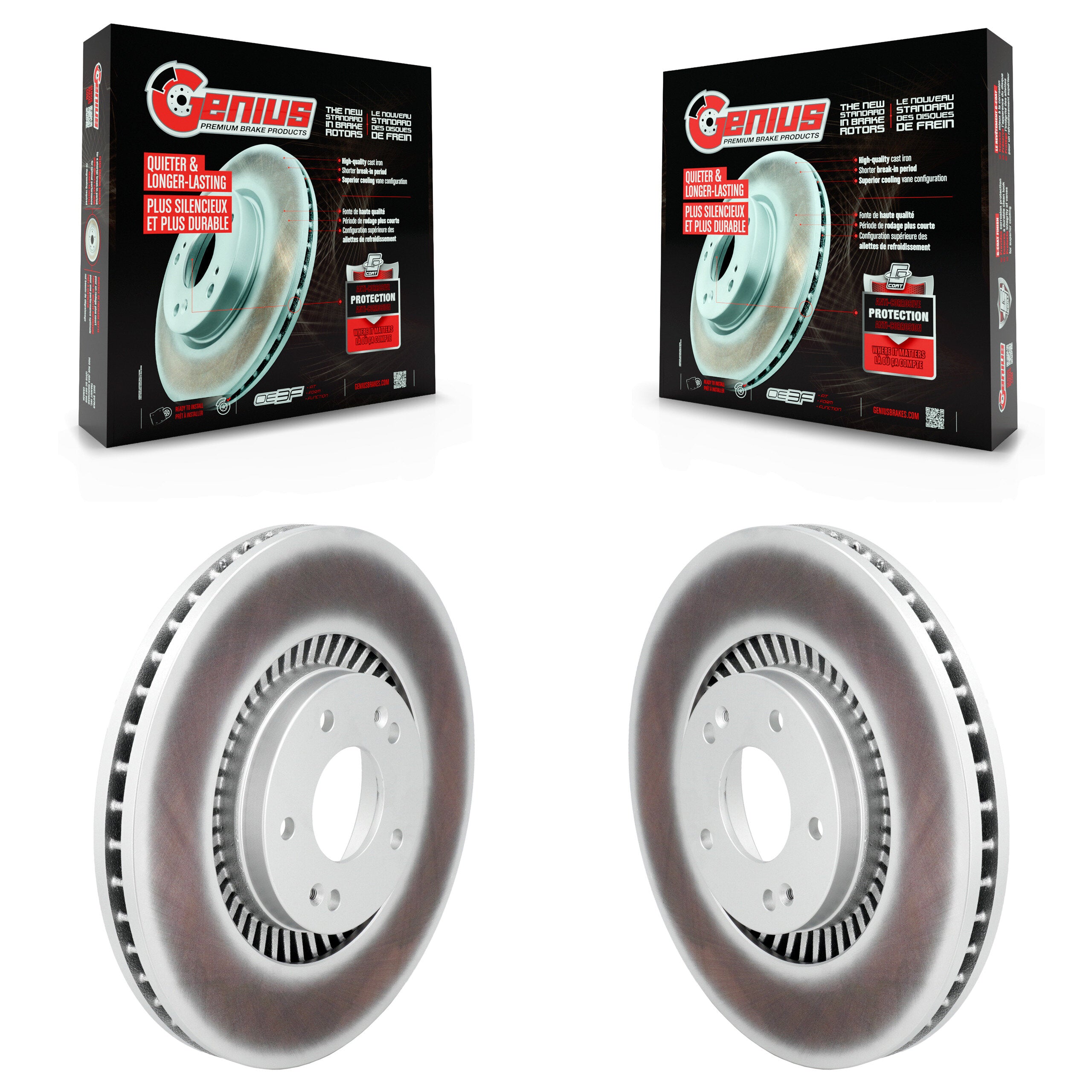 Front Coated Disc Brake Rotors Pair For 2022-2025 Kia Carnival KG-101986