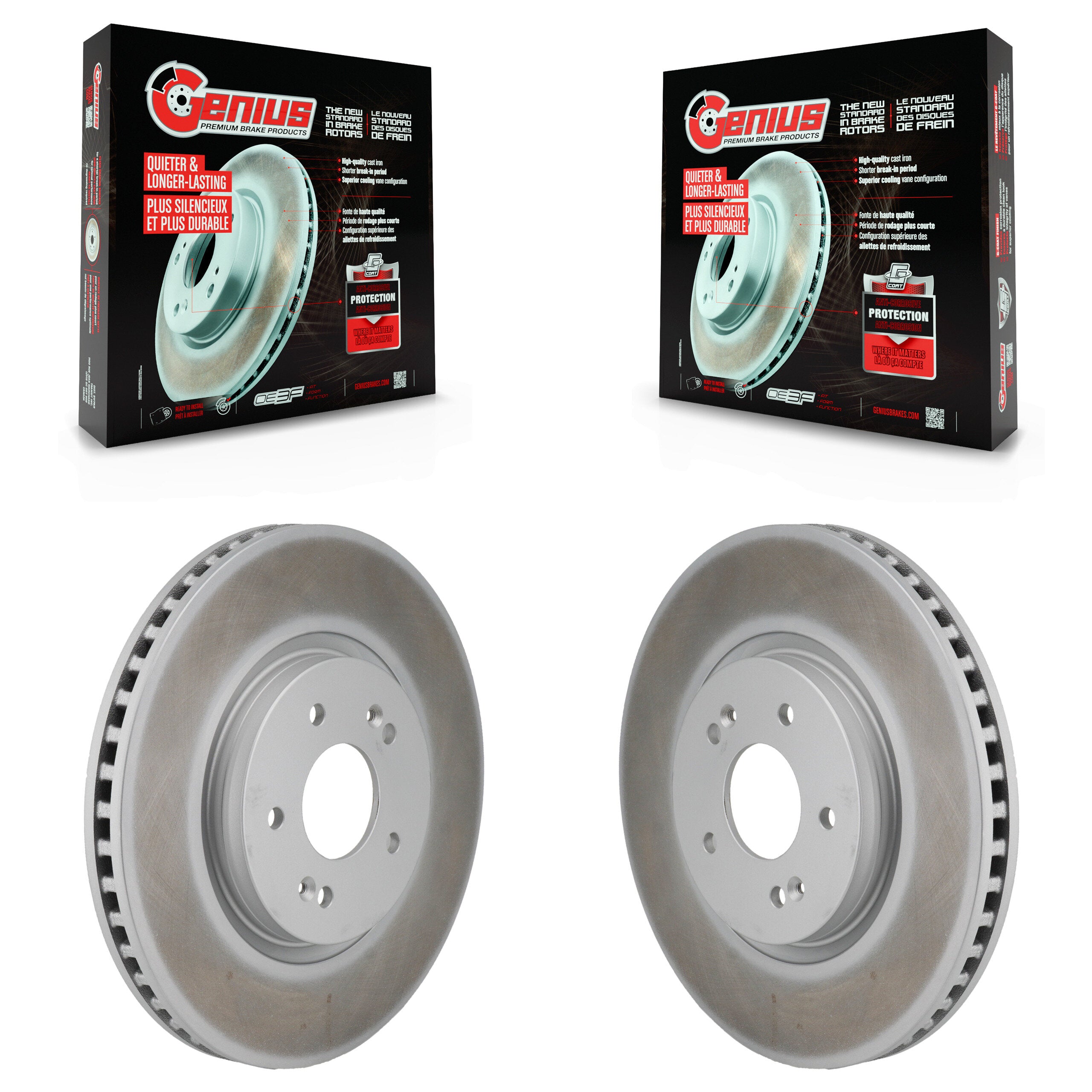 Front Coated Disc Brake Rotors Pair For Hyundai Tucson Kia Sportage Ioniq 5 EV6 6 KG-101991