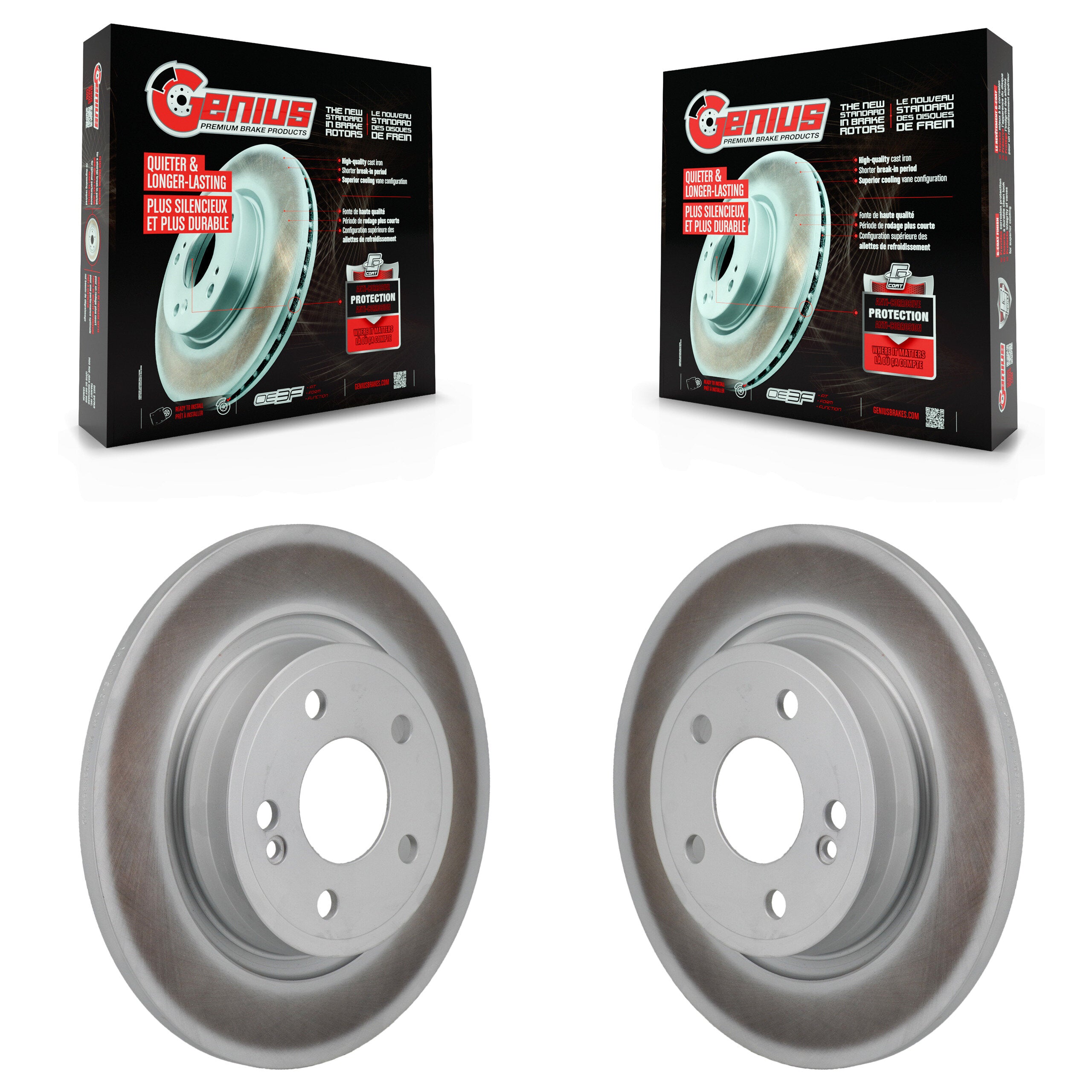 Rear Coated Disc Brake Rotors Pair For Mercedes-Benz A220 CLA250 KG-102008