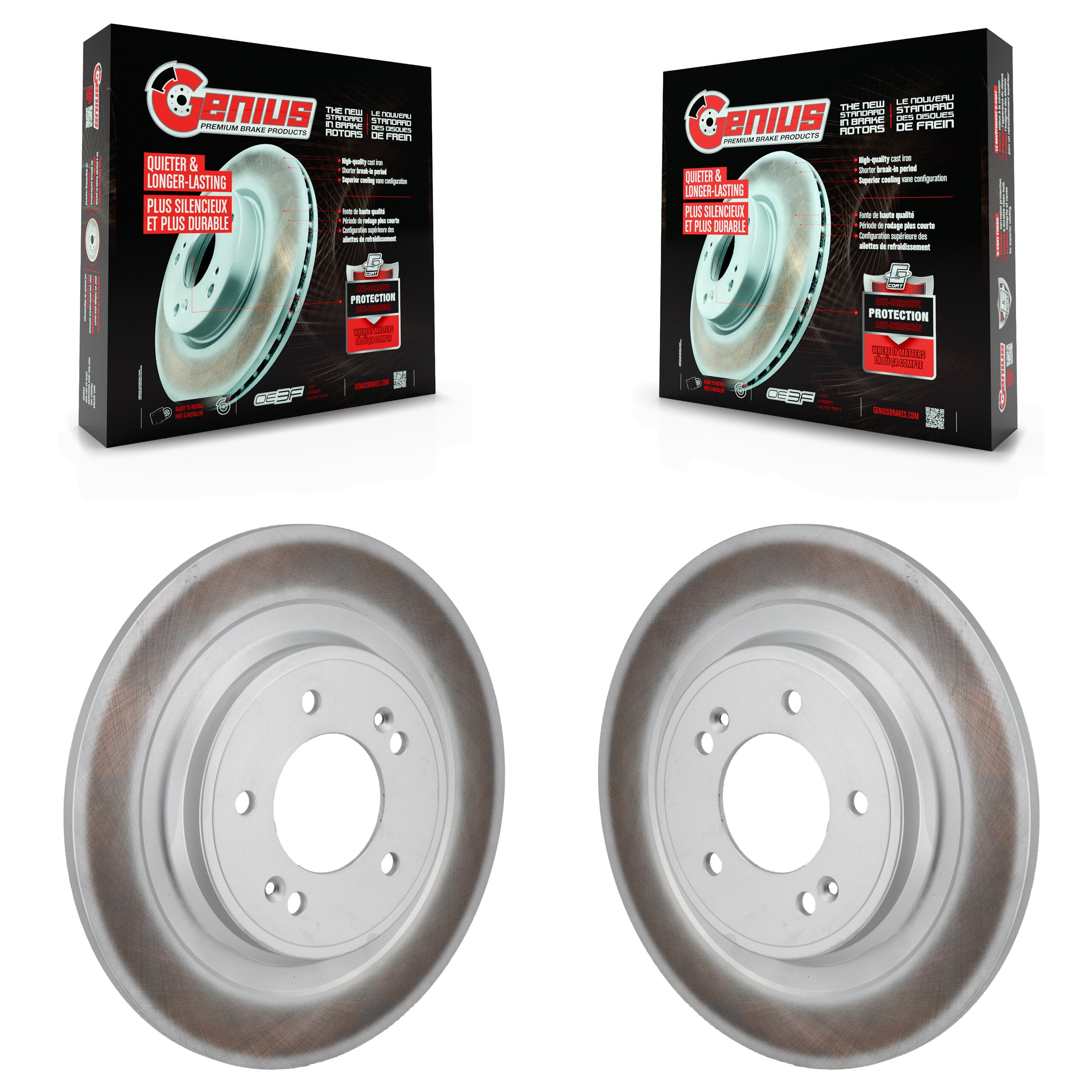 Rear Coated Disc Brake Rotors Pair For Hyundai Tucson Kia Sportage Kona Electric KG-102030