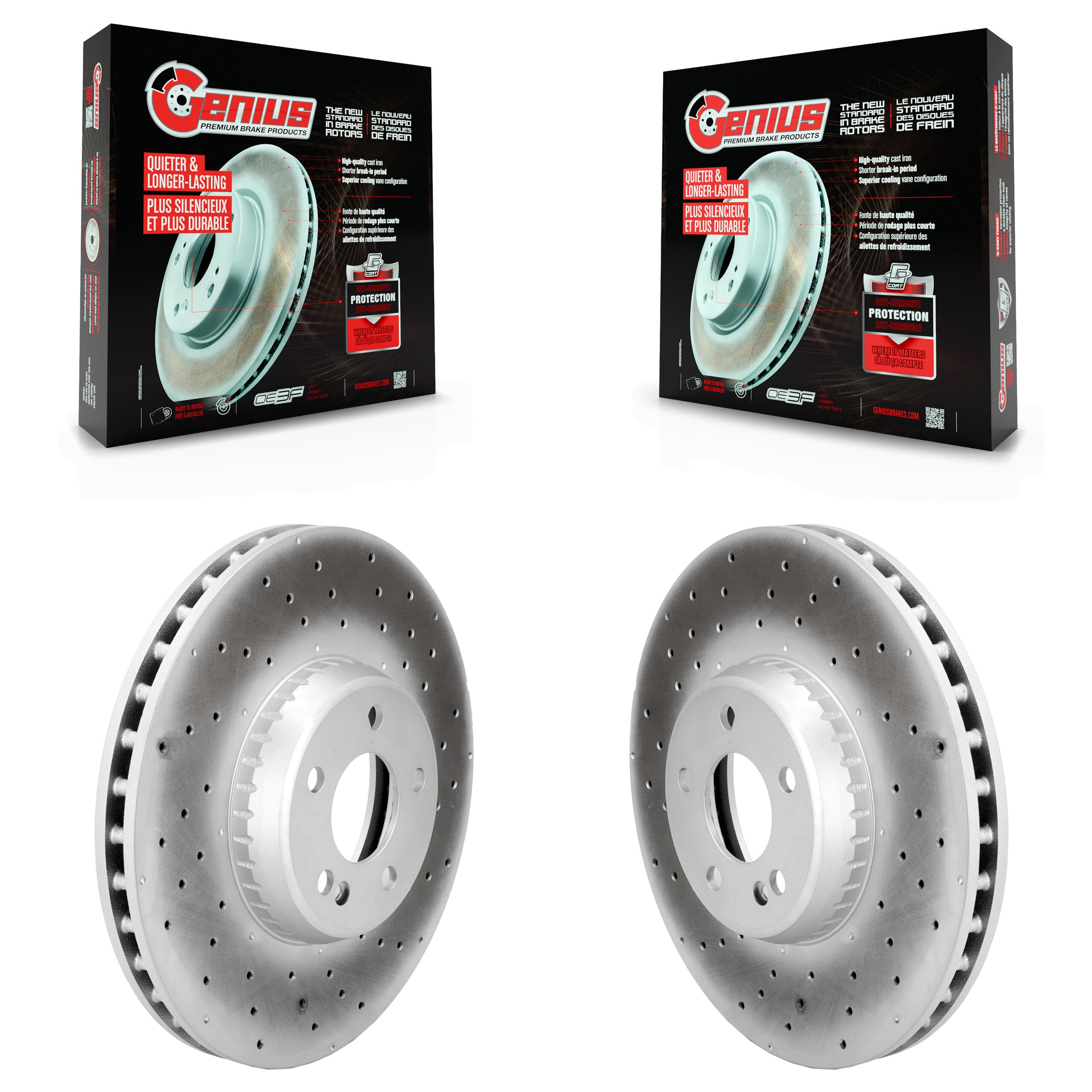 Front Coated Disc Brake Rotors Pair For Mercedes-Benz GLC300 C300 C400 C350e KG-102049
